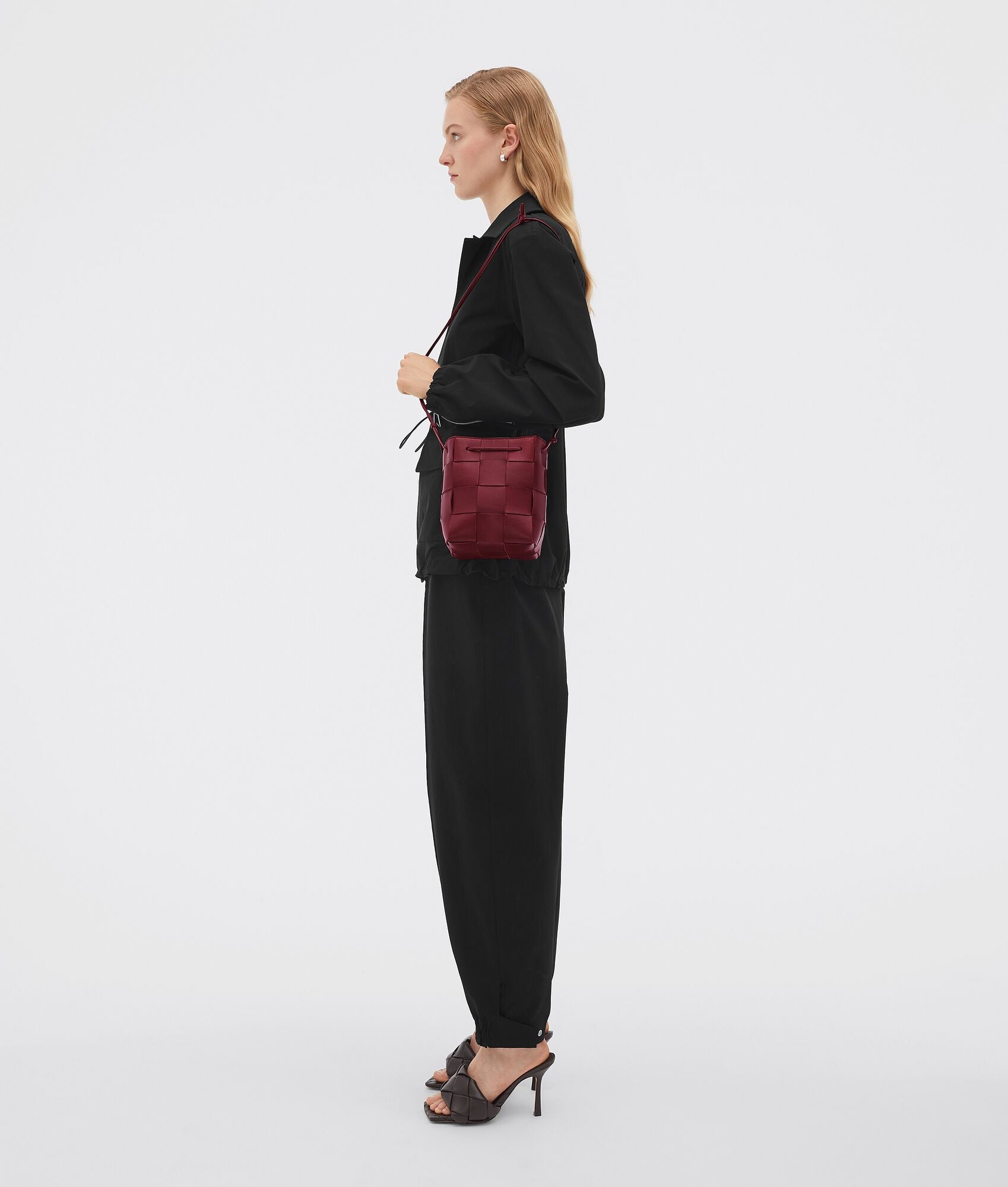 Small Cassette Cross-Body Bucket
“Bordeaux”