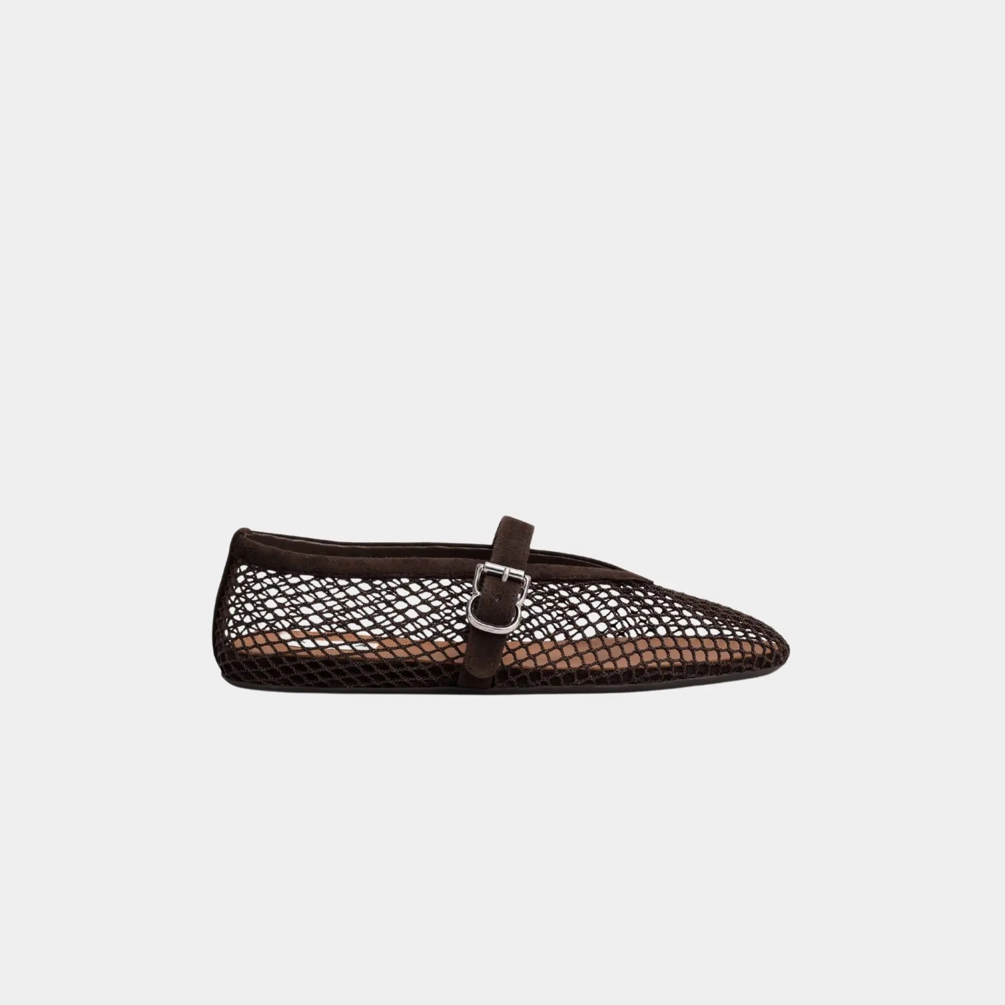 Ballet Flats in Fishnet and Suede Goatskin