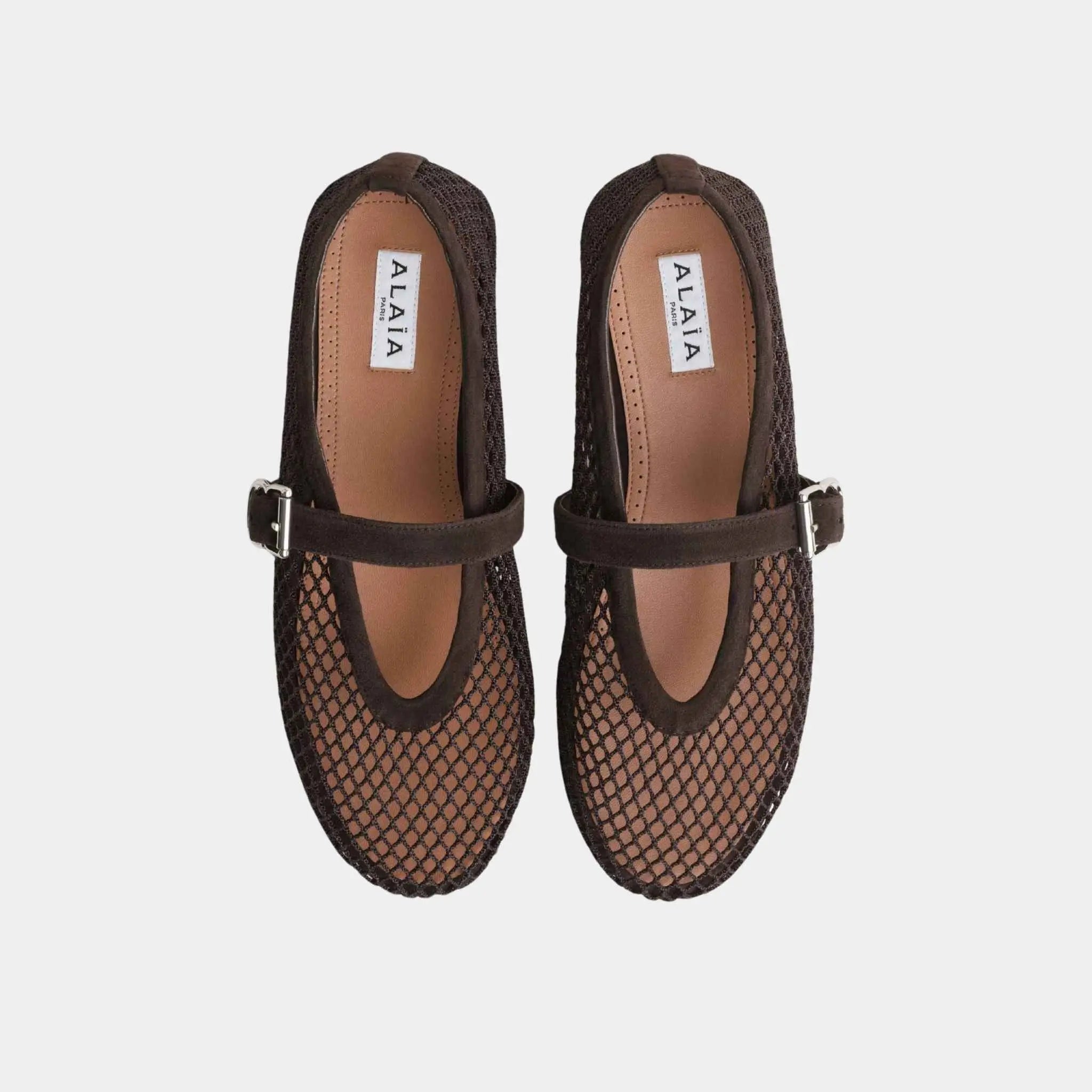 Ballet Flats in Fishnet and Suede Goatskin