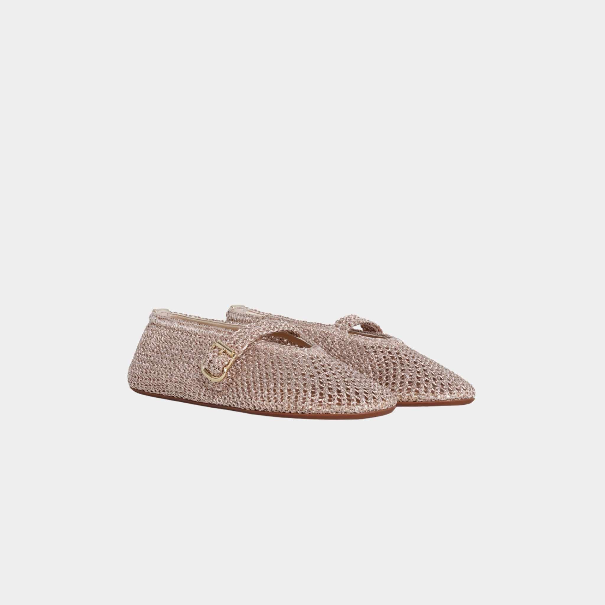 Ballet Flats In Knitted Lurex