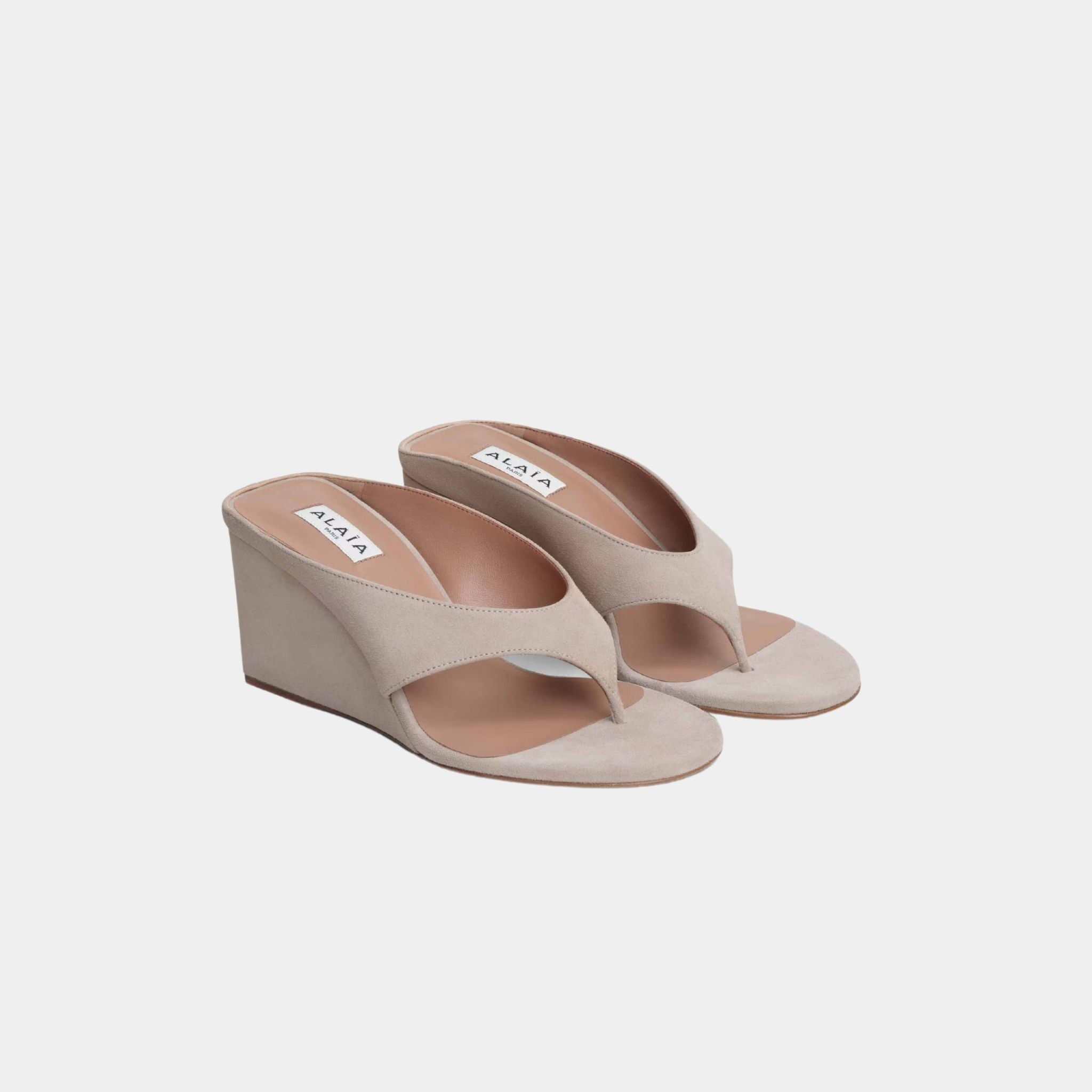 Cube Thong Mules In Suede Goatskin