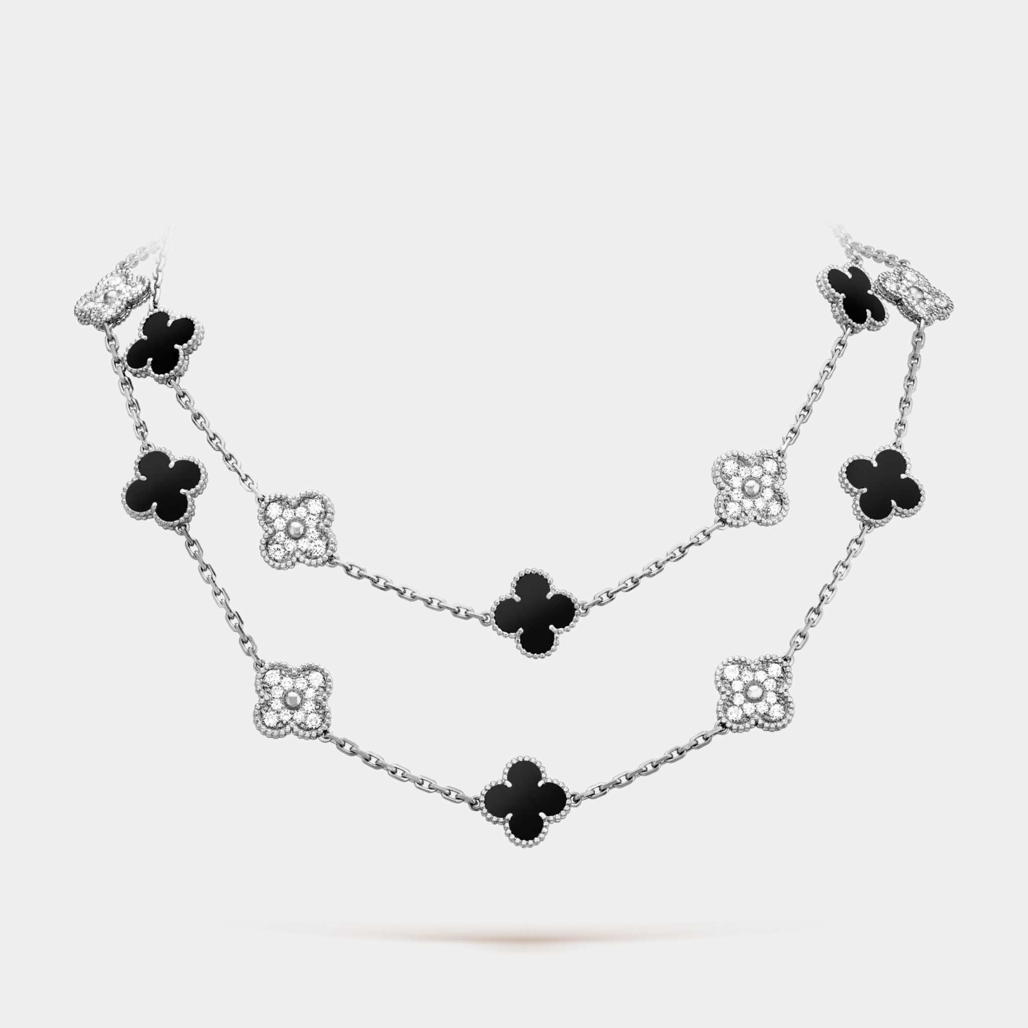 Alhambra Vintage Alhambra long necklace 20 motifs Gold Diamond Onyx