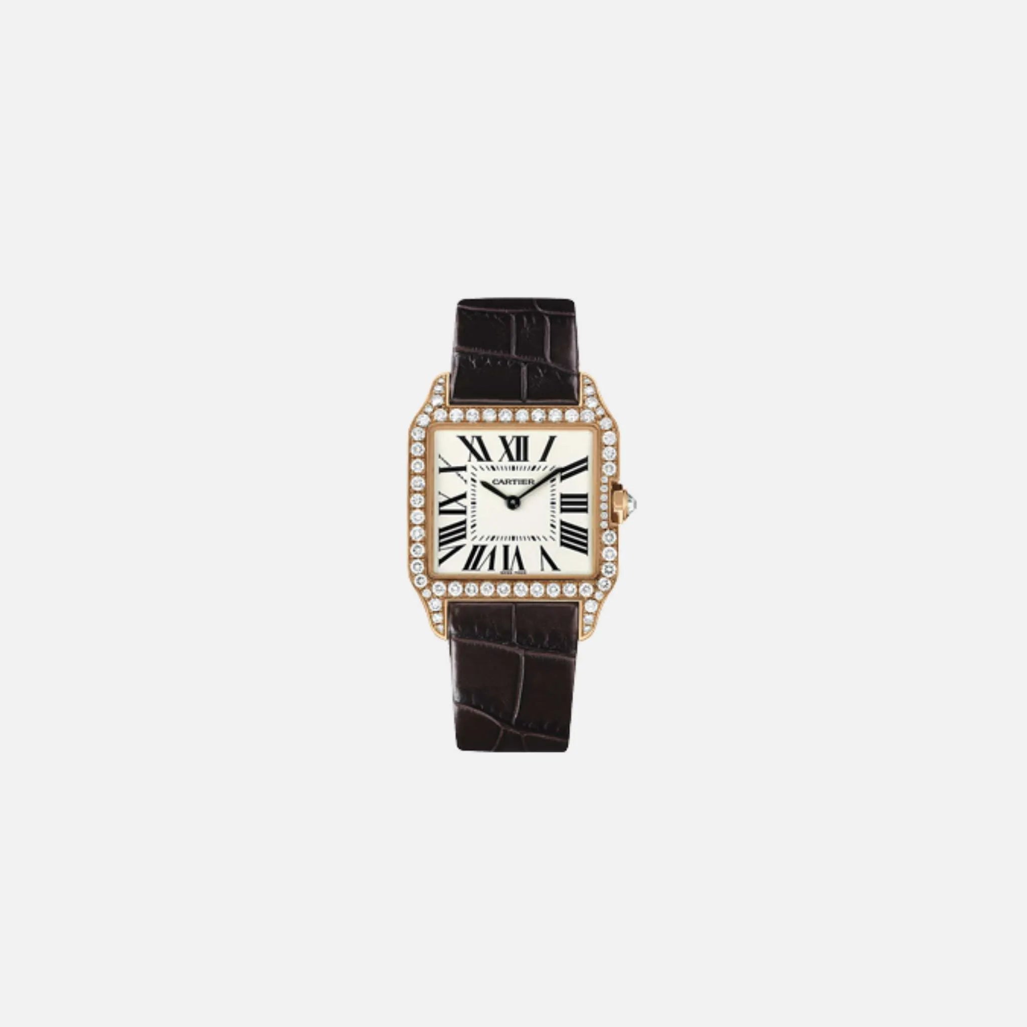 Santos Dumont Rose Gold/Diamond - Leather 44.6x34.6 mm WH100751