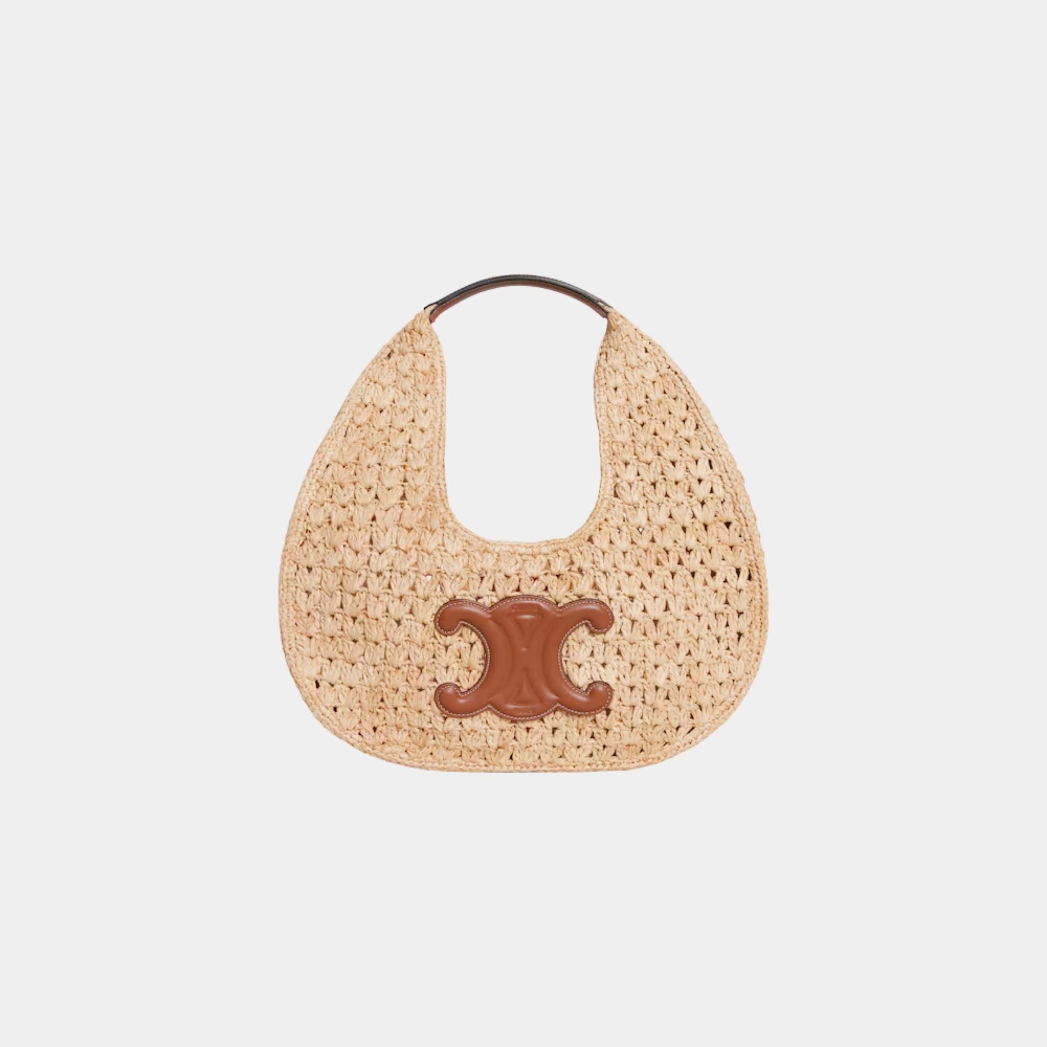 Celine Classic Panier Hobo Bag in Raffia and Calfskin