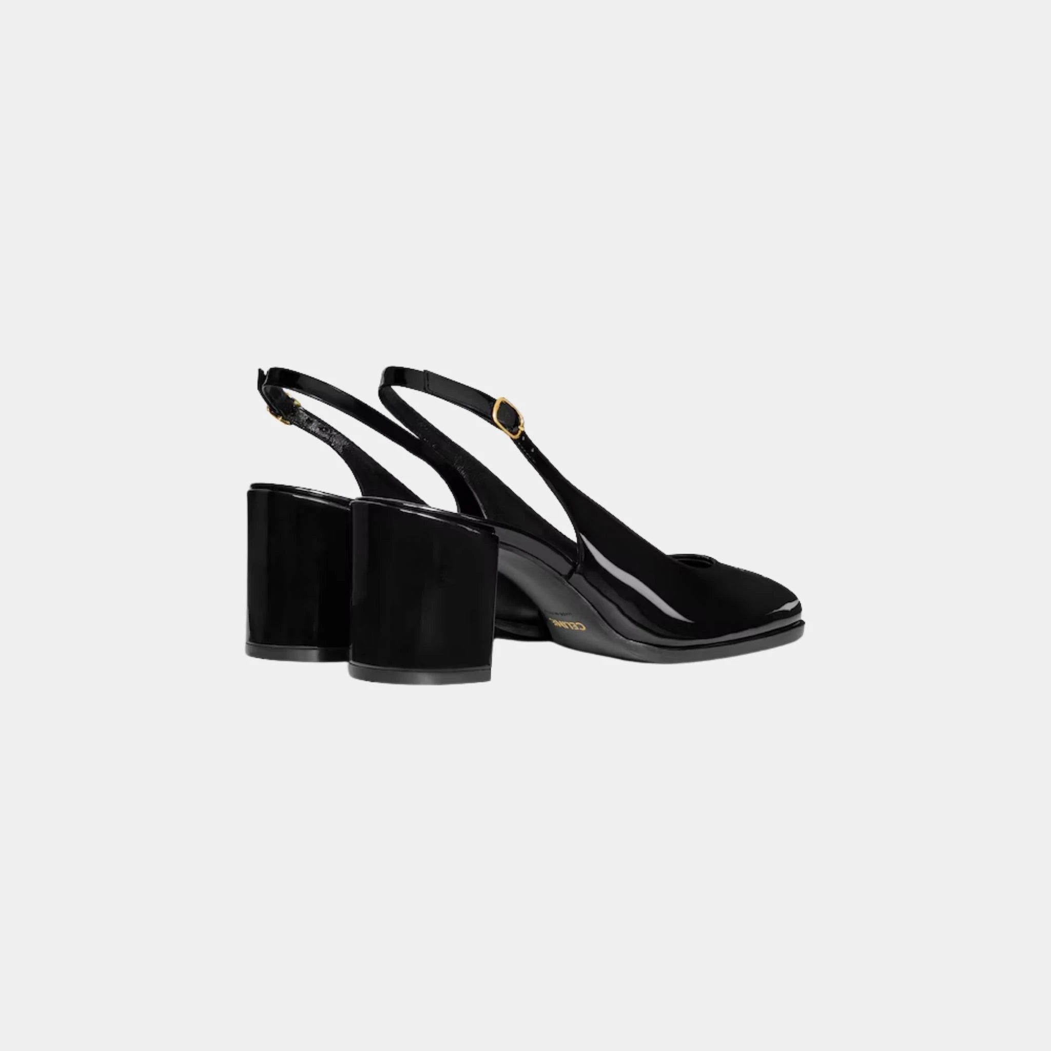 Celine Lily Perforated Triomphe Slingback in Patent Calfskin