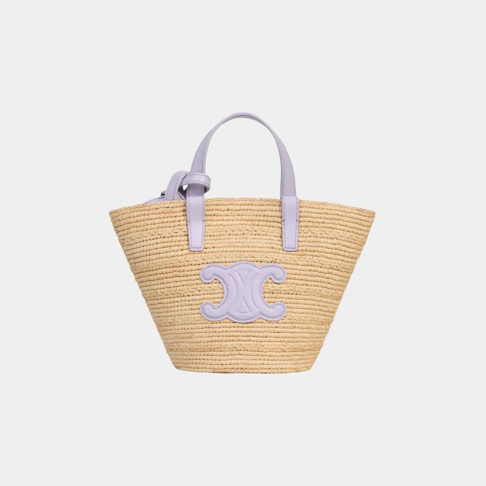 Nano Supple Celine Classic Panier in Raffia and Calfskin