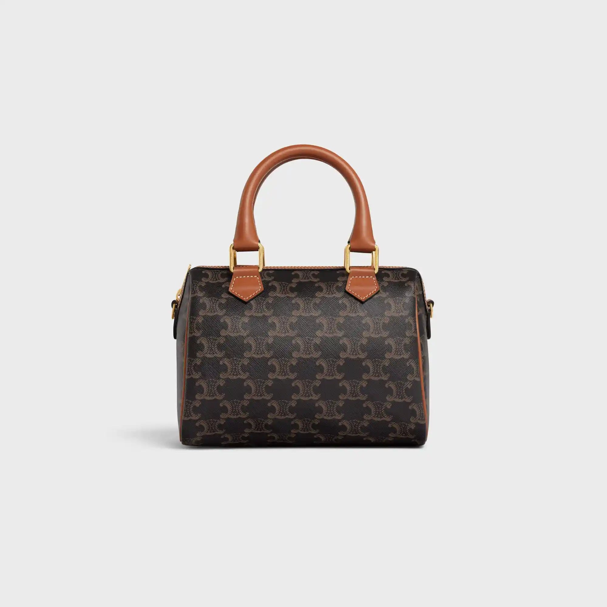 Small Boston Bag In Triomphe Canvas And Calfskin