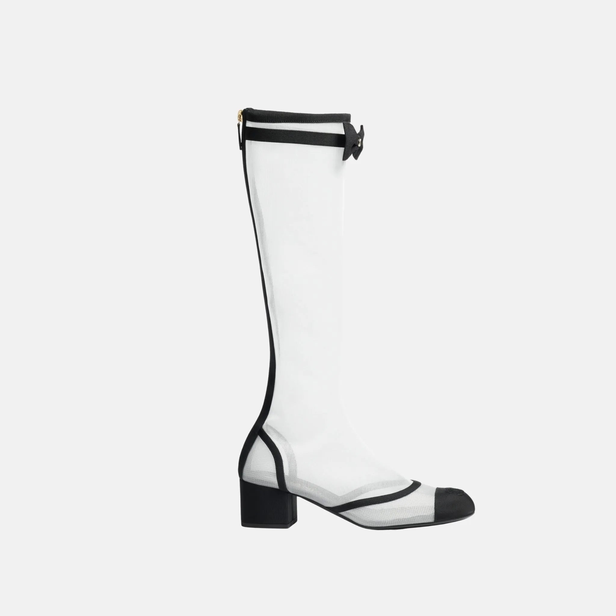 Chanel Boots in Mesh and Grosgrain
