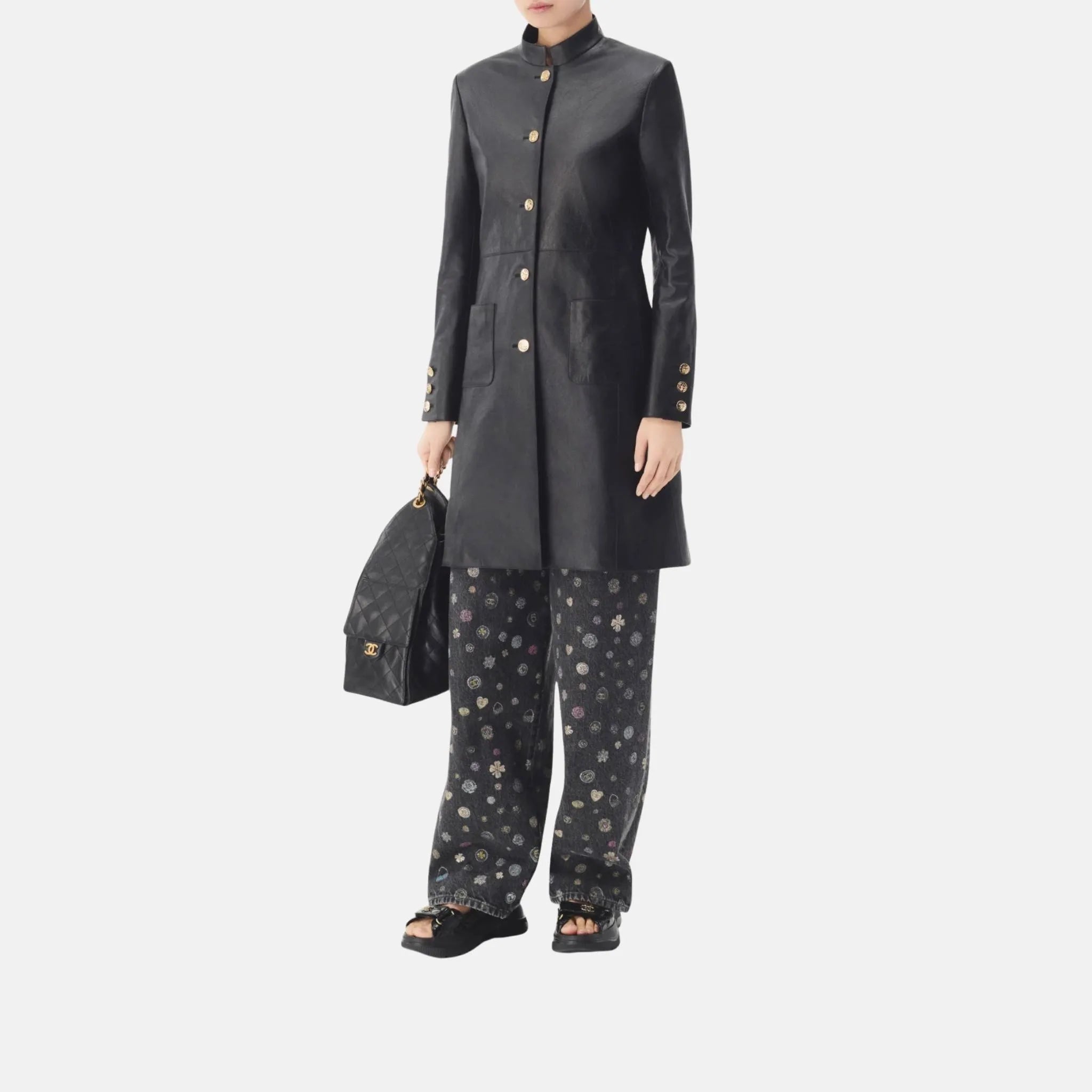 Coat in Black Lambskin