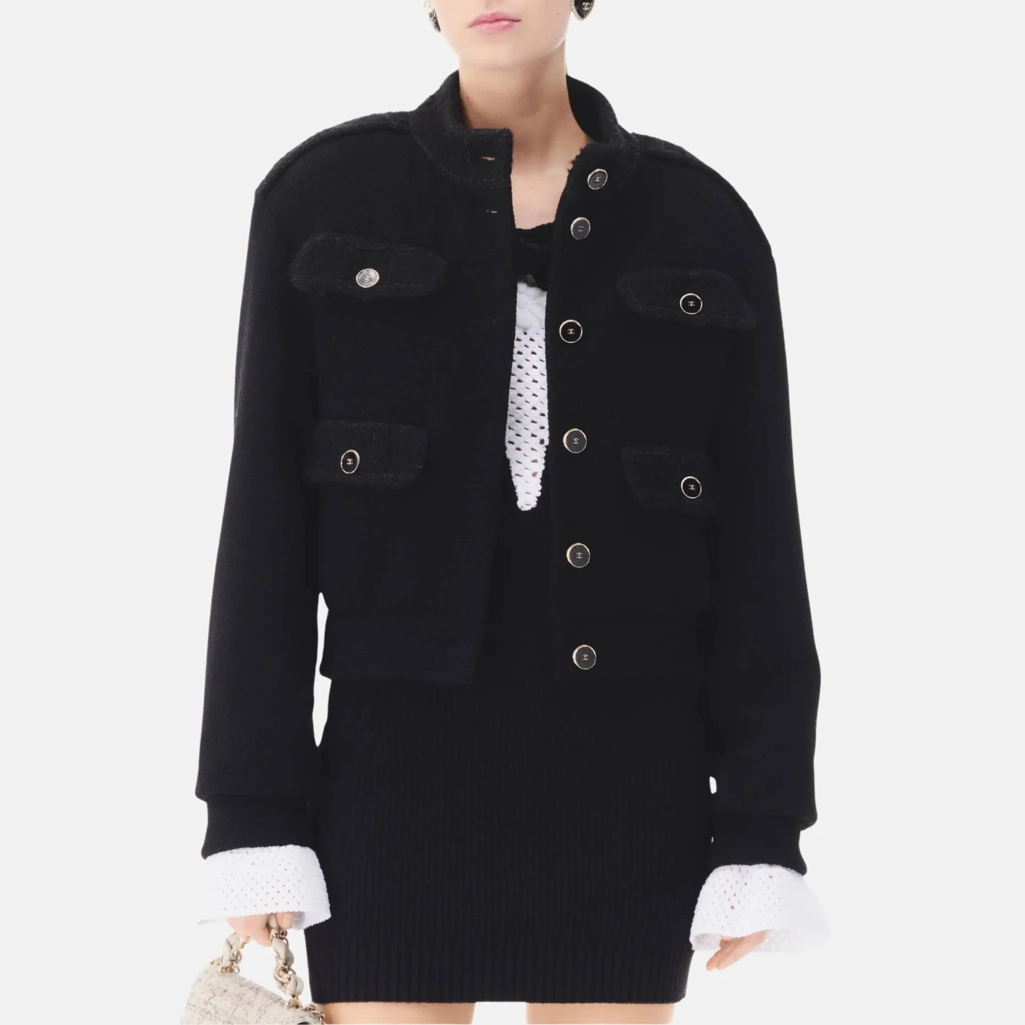 Jacket in Black Wool Tweed