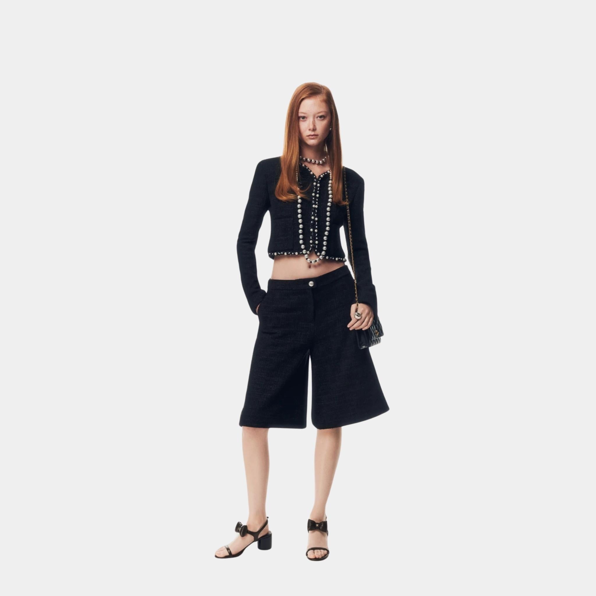 Jacket Tweed Imitation Pearls Black & White
