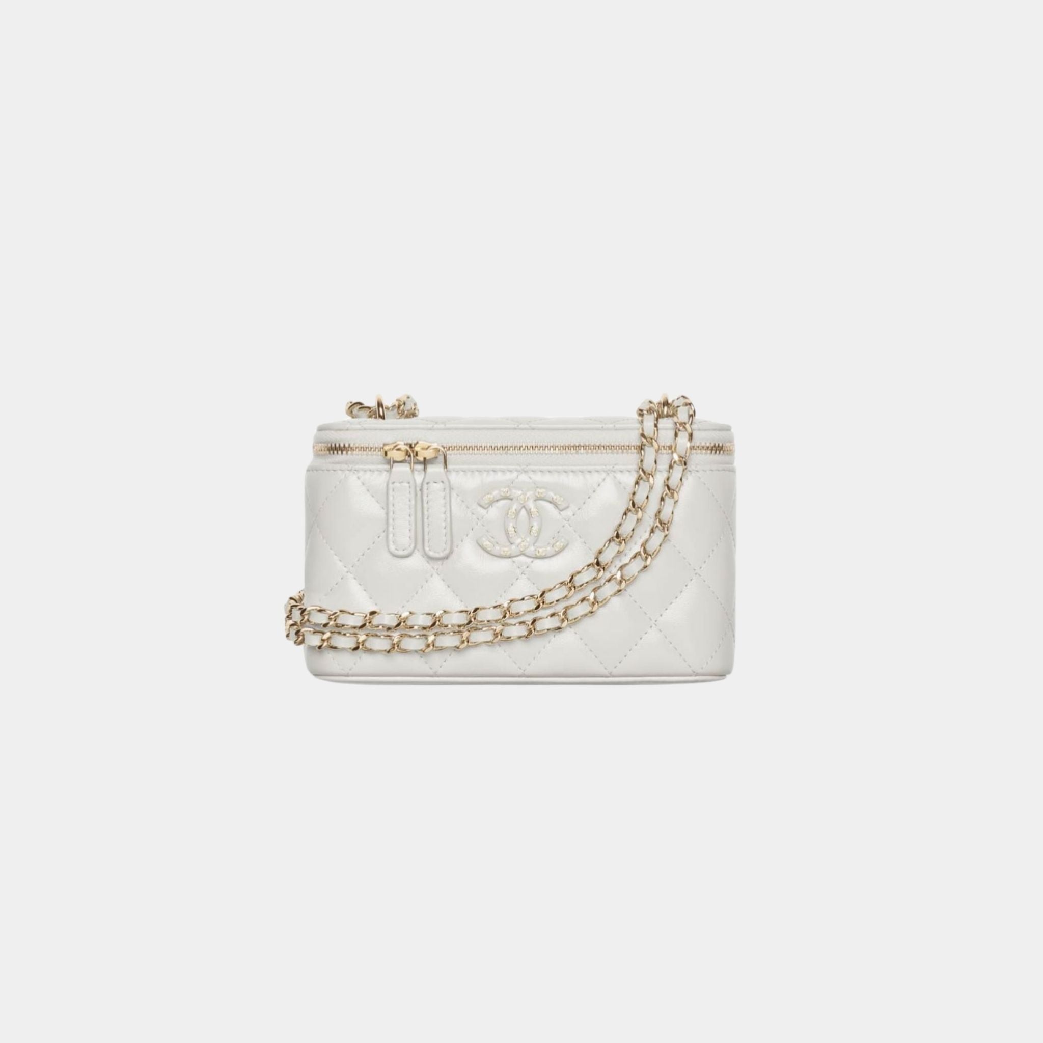 Long Vanity with Gold Tone Metal Chain in Shiny Lambskin