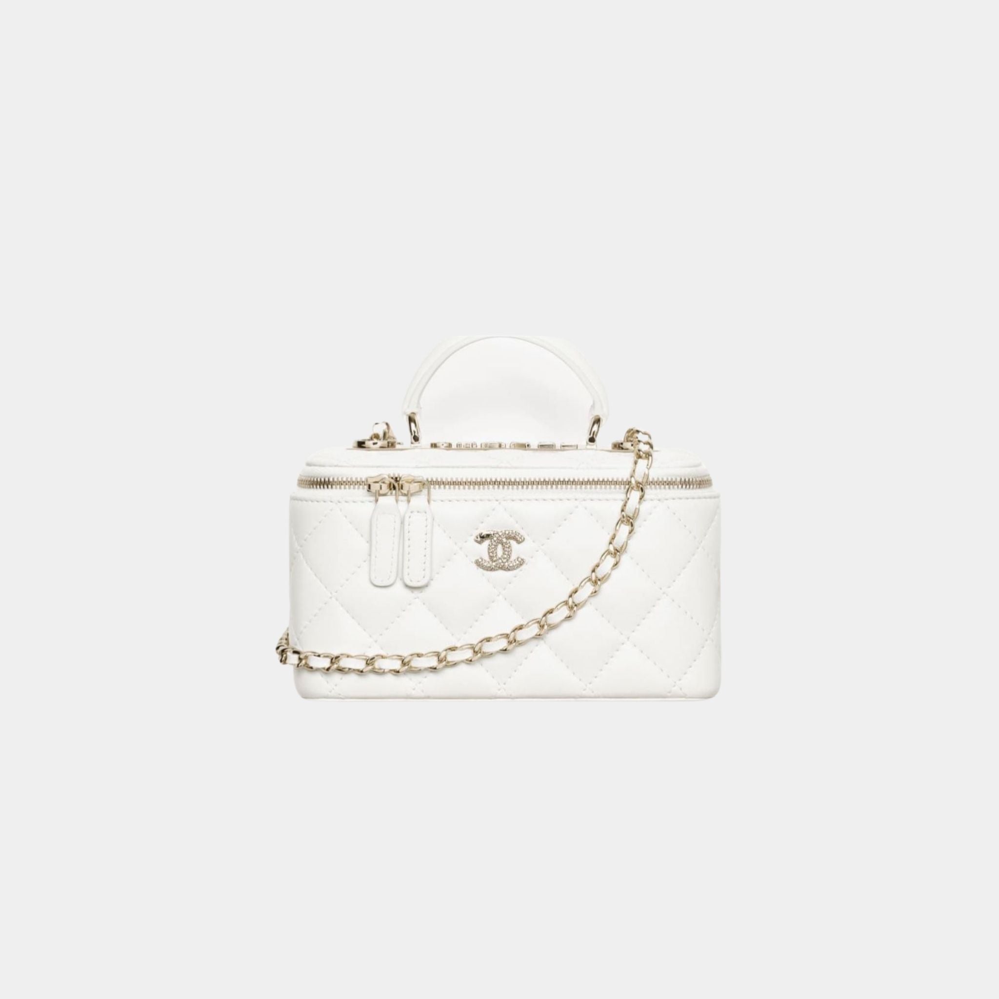 Long Vanity with Chain in Lambskin and Diamante