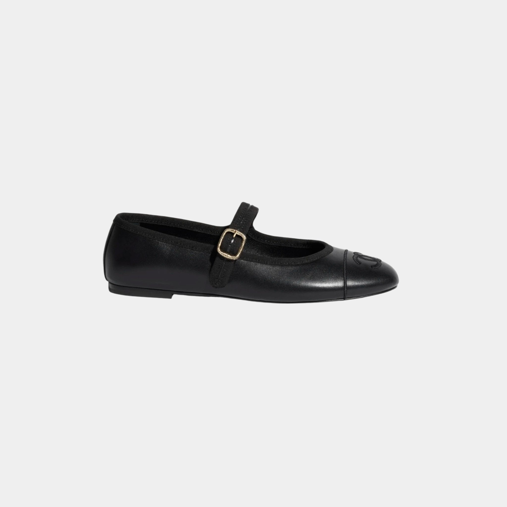 Mary Janes Lambskin Black Flats