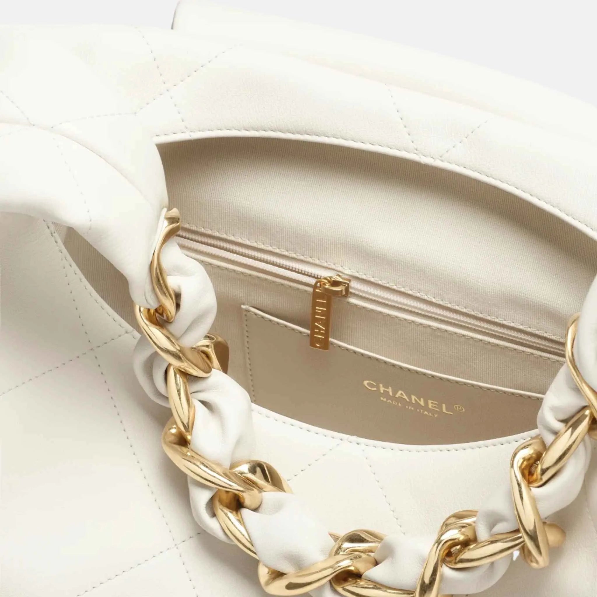 Maxi Hobo Bag Shiny Calfskin Gold Tone Metal