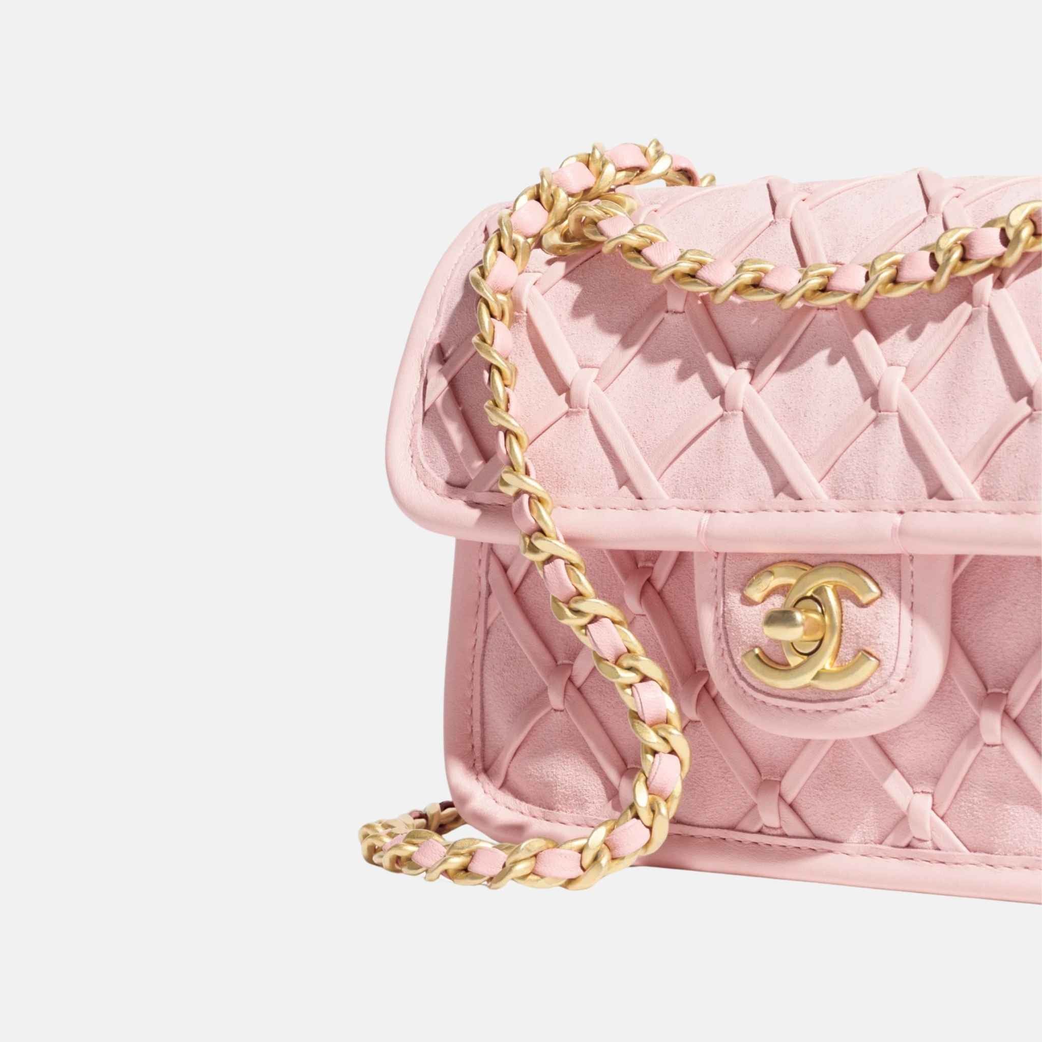 Mini Flap Bag In Suede And Braided Calfskin