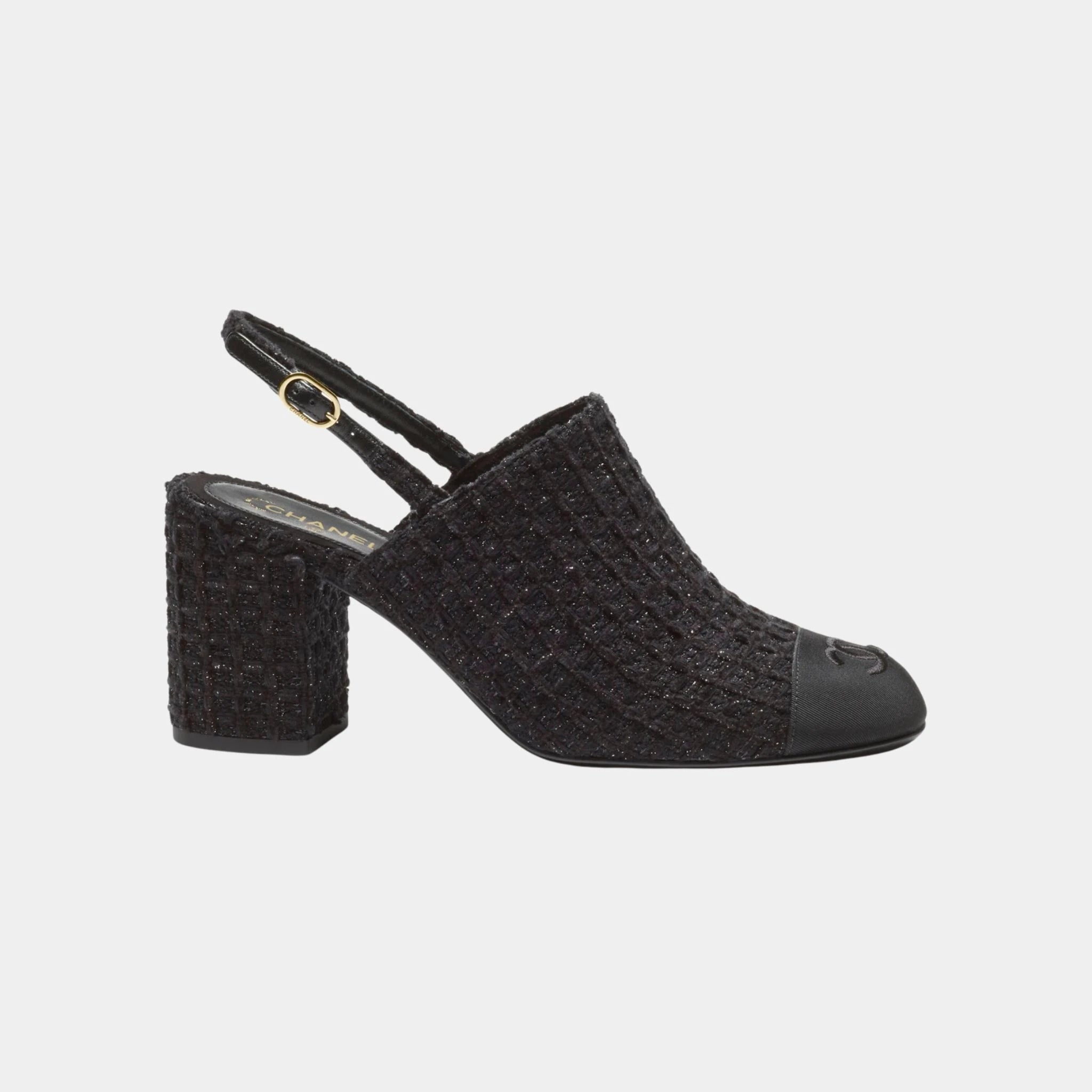 Slingback in Cotton Tweed & Grosgrain