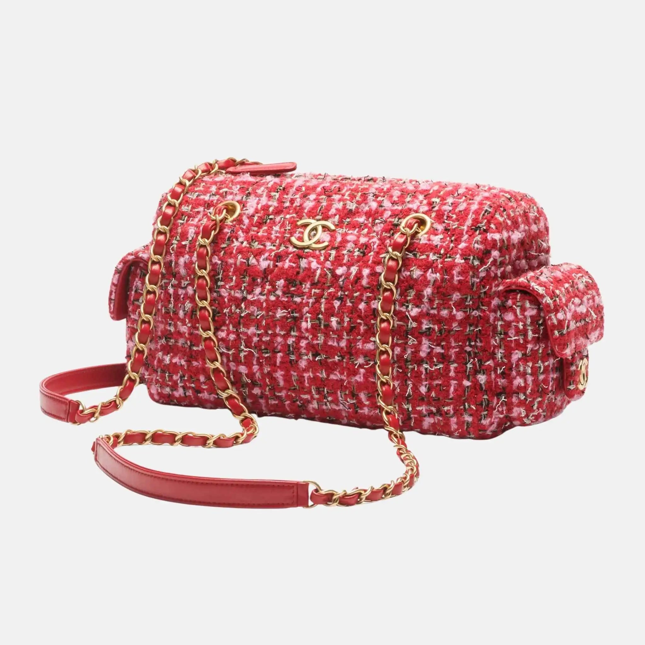 Small Bowling Bag Tweed Gold Metal