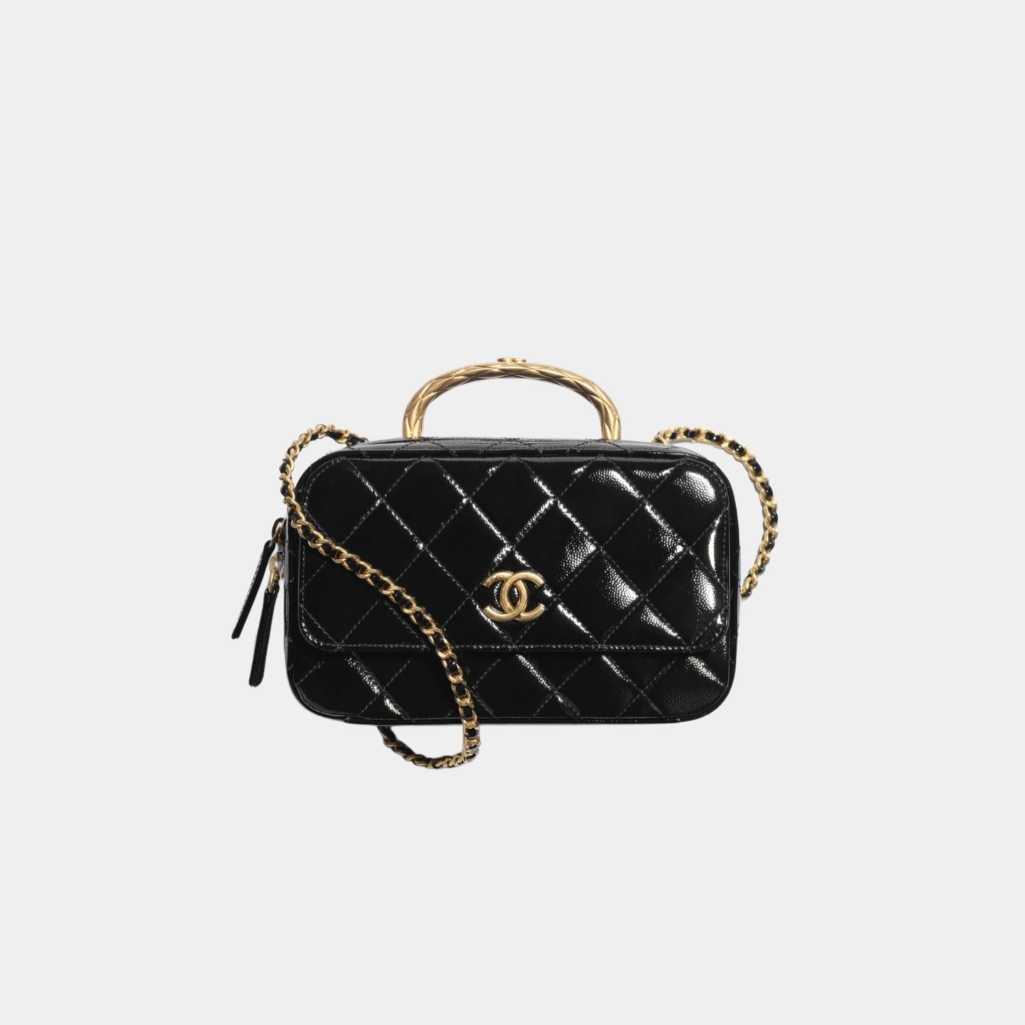 Vanity Case in Grained Patent Lambskin