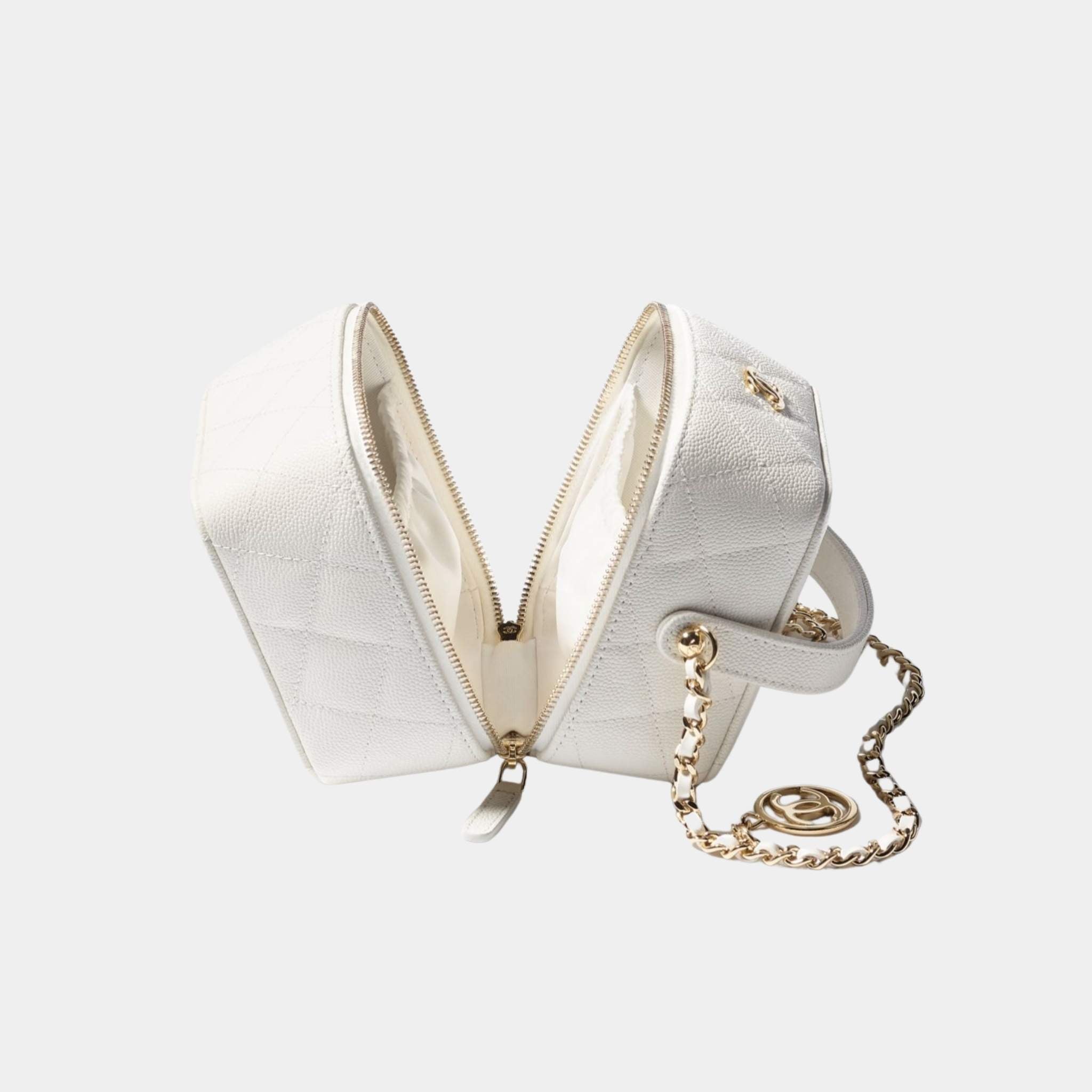 Vanity with Chain in Grained Calfskin and Gold Tone Metal