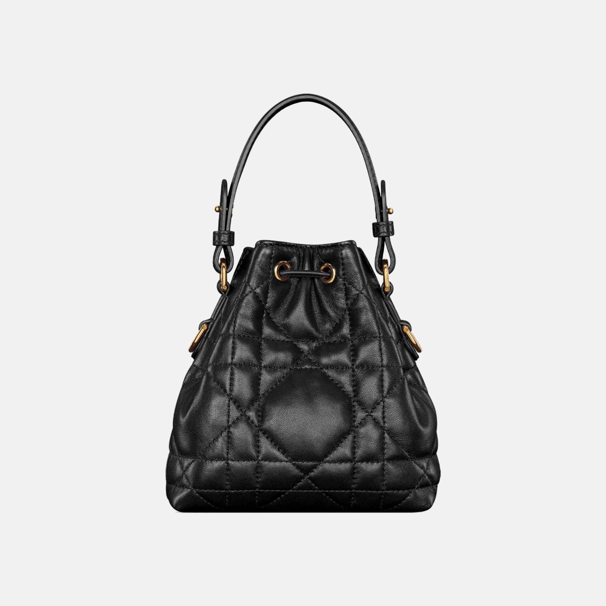 Dior Caro Nano Bucket Bag In Macrocannage Lambskin