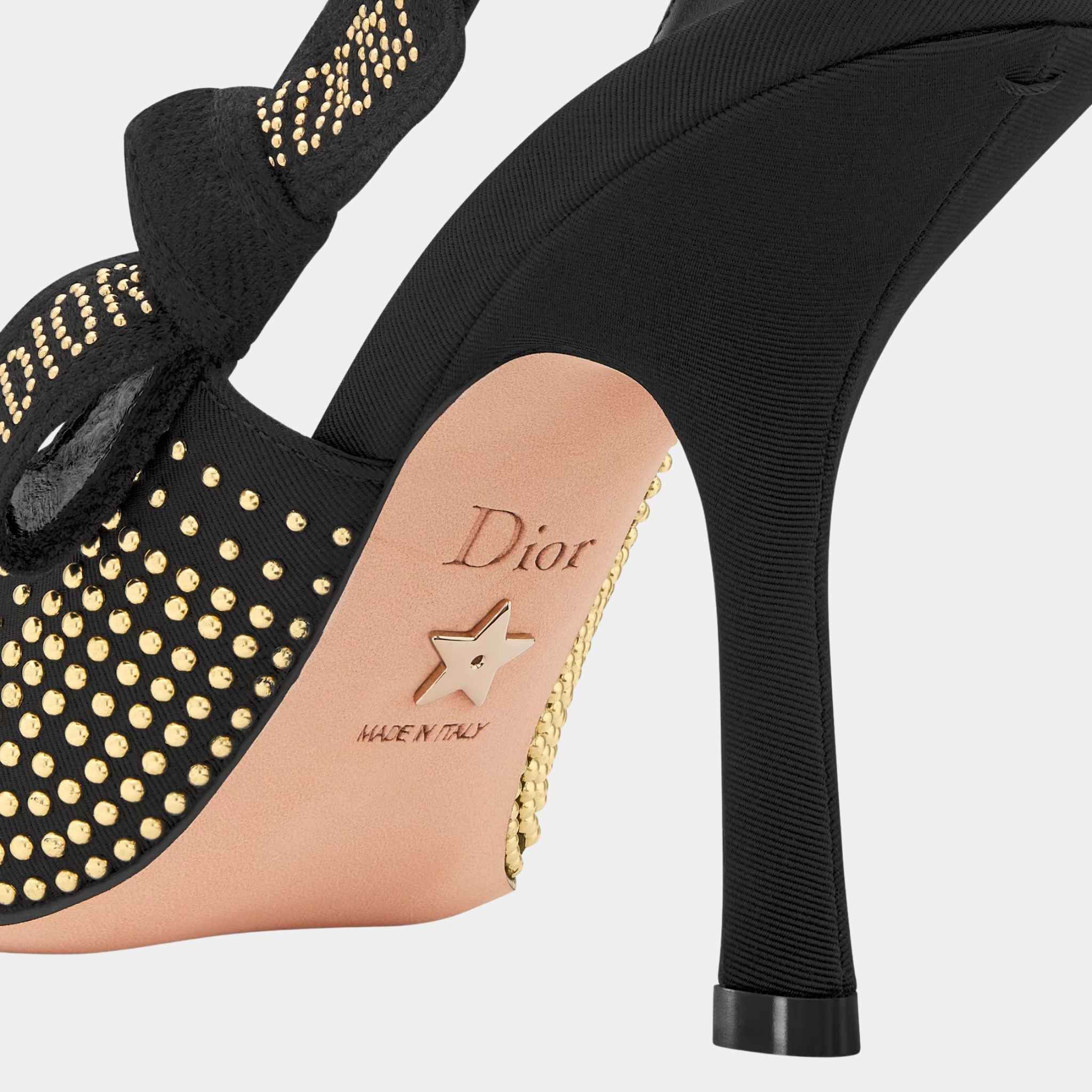 JAdior Slingback Pump Black Grosgrain And Gold Finish Studs