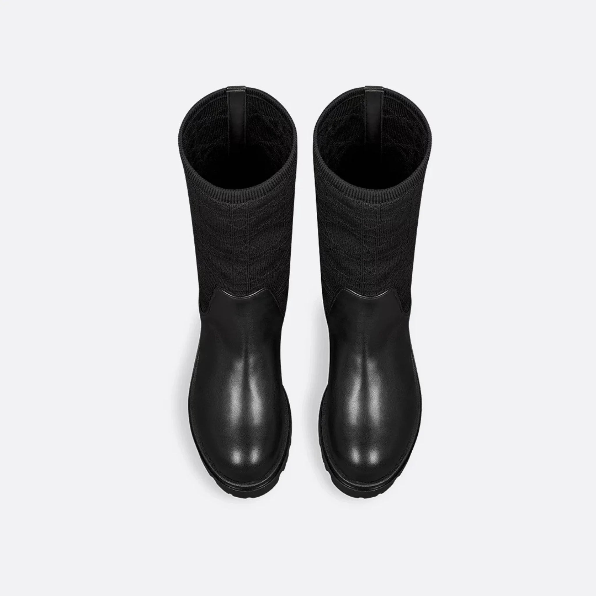 Kids Boot Black Cannage Jacquard Knit and Calfskin