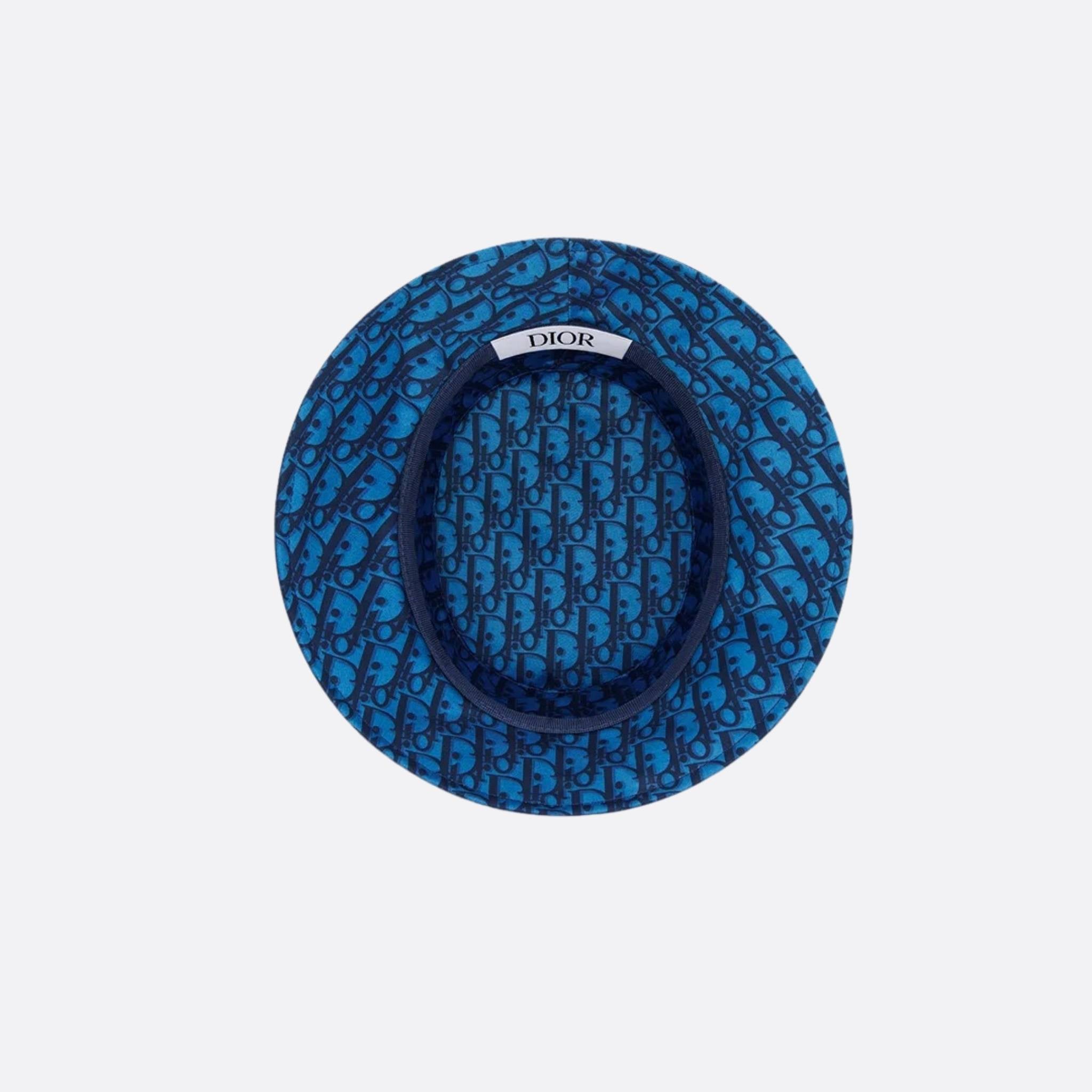 Kids Bucket Hat Navy Blue Dior Oblique Technical Fabric