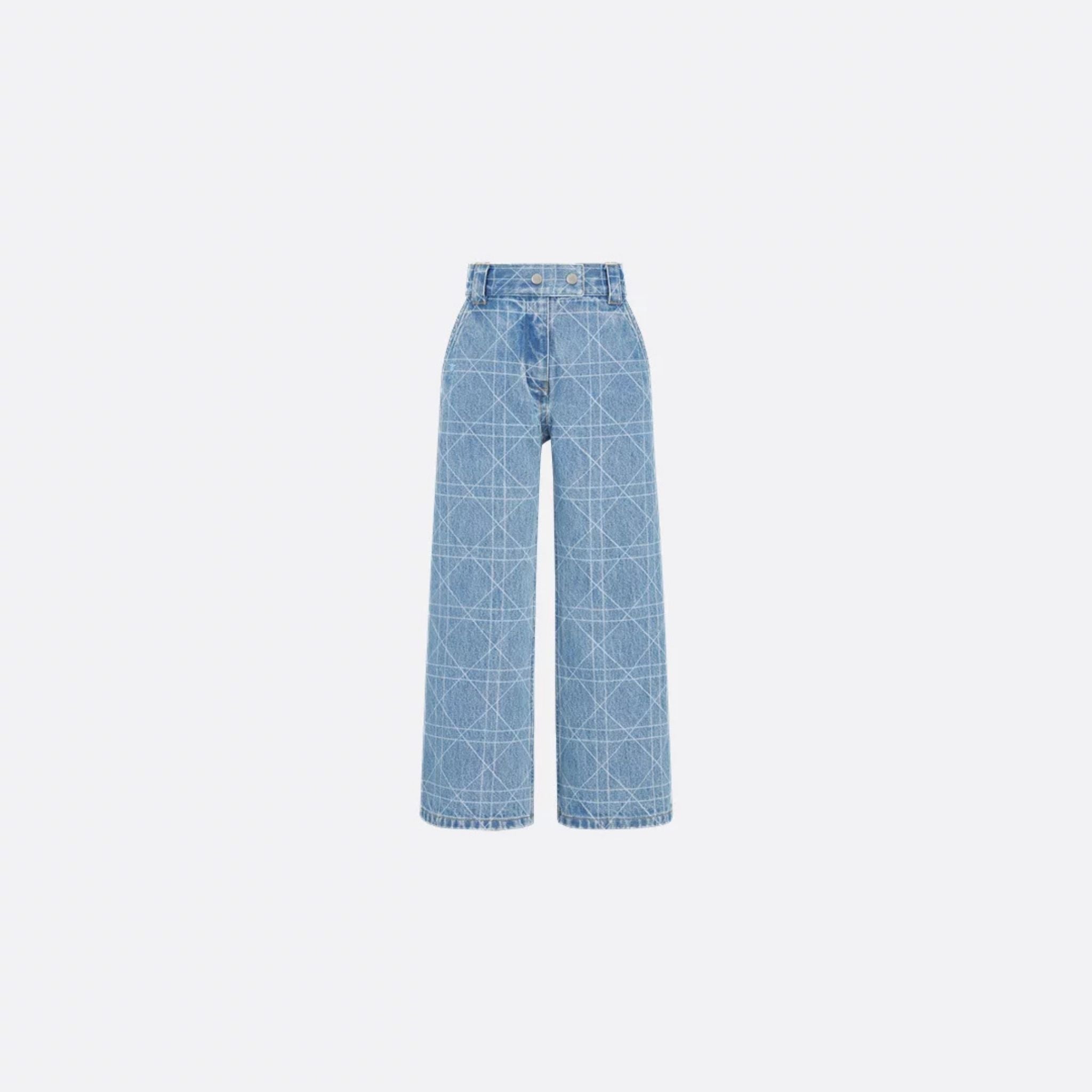 Kids Wide Leg Pants Blue Cannage Cotton Denim