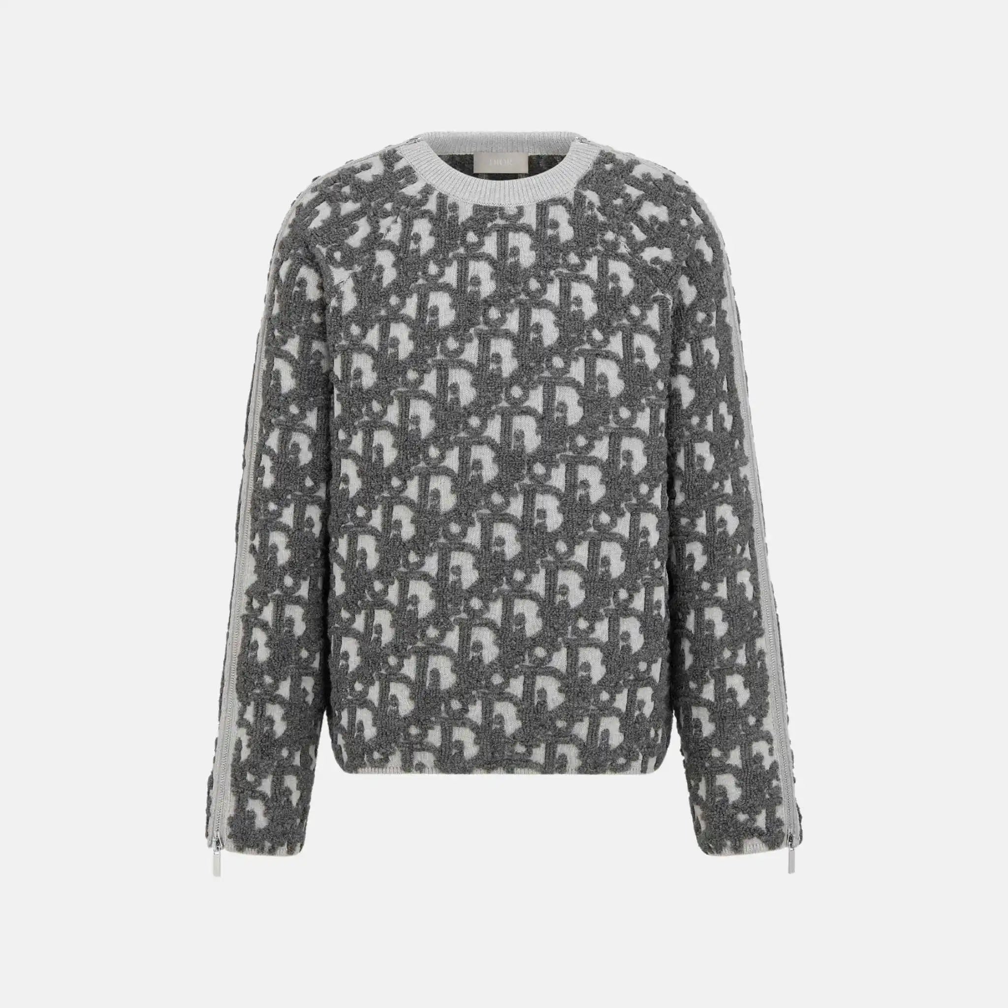 Oblique Sweater In Virgin Wool And Cotton Blend Jacquard