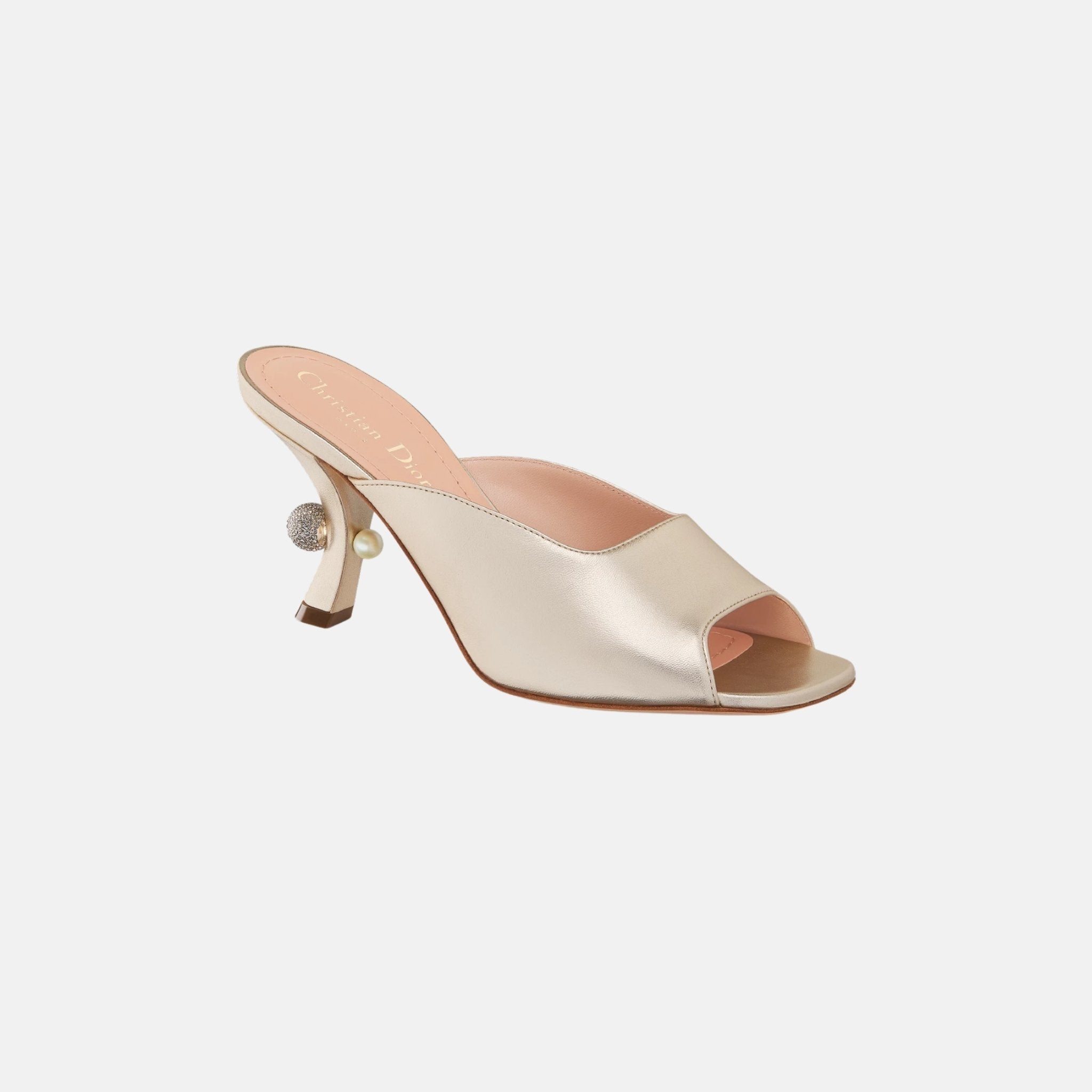 Or Dior Tribales Heeled Slide In Laminated Lambskin