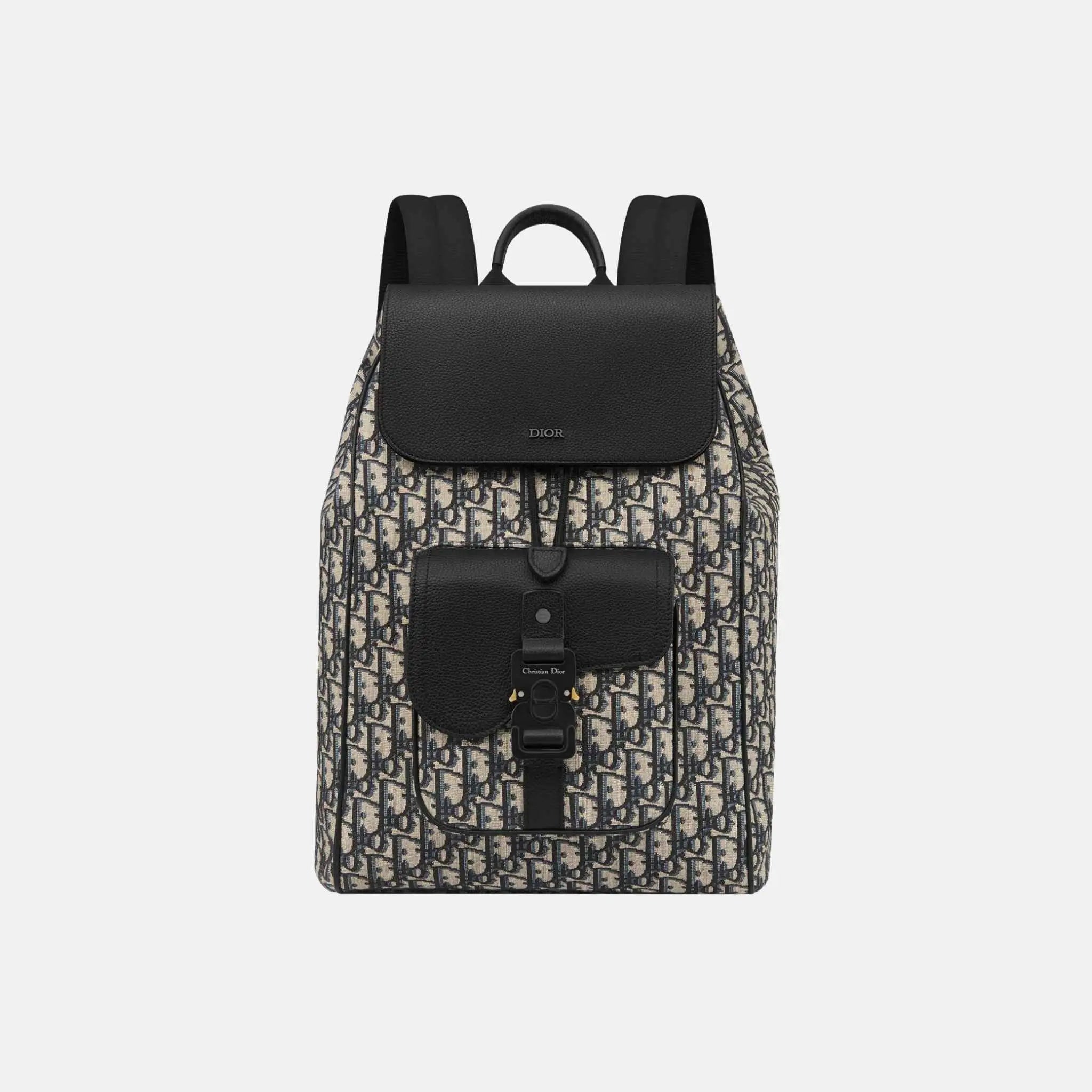 Saddle Flap Backpack in Oblique and Grained Calfskin