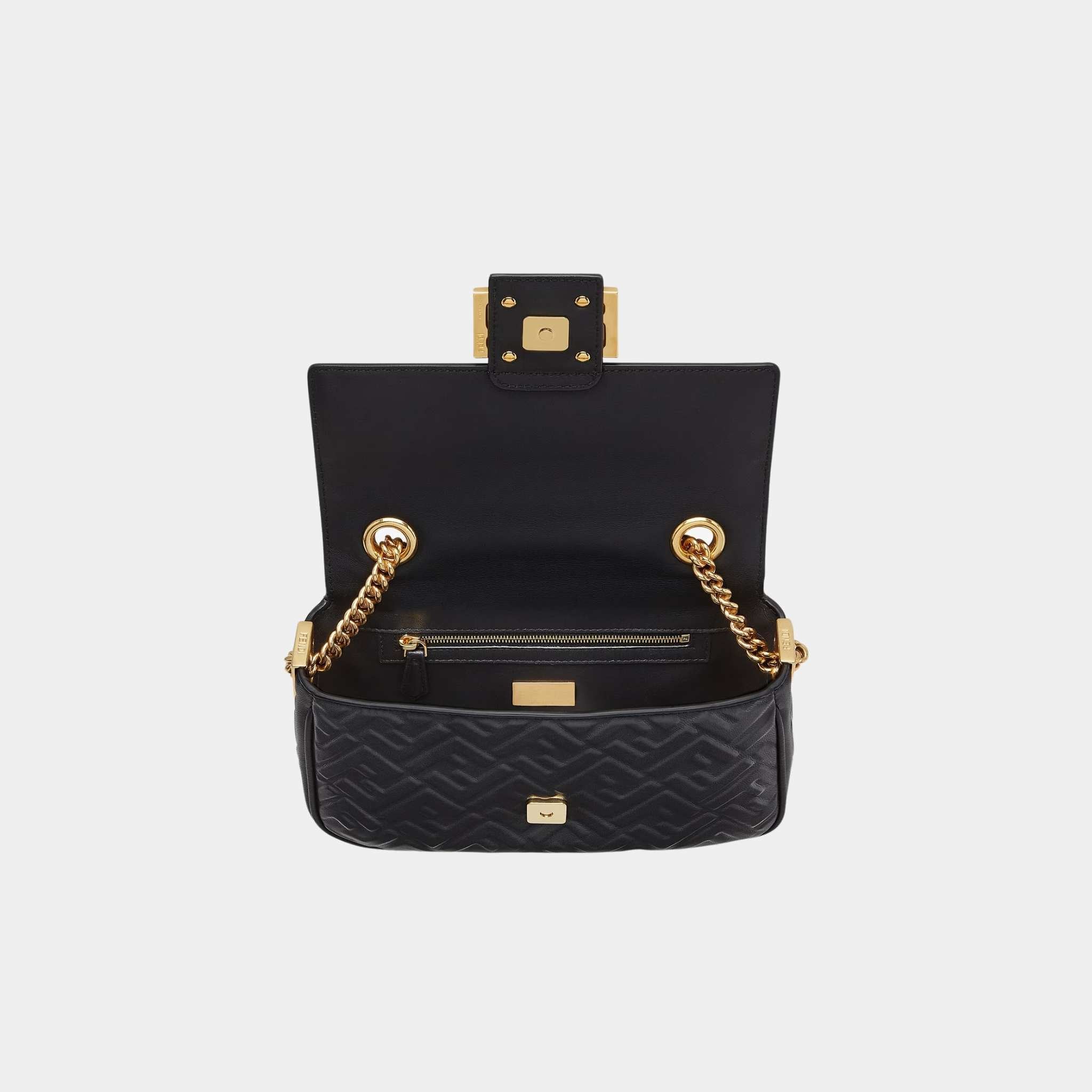 Baguette Chain Midi Nappa Bag With FF Pattern