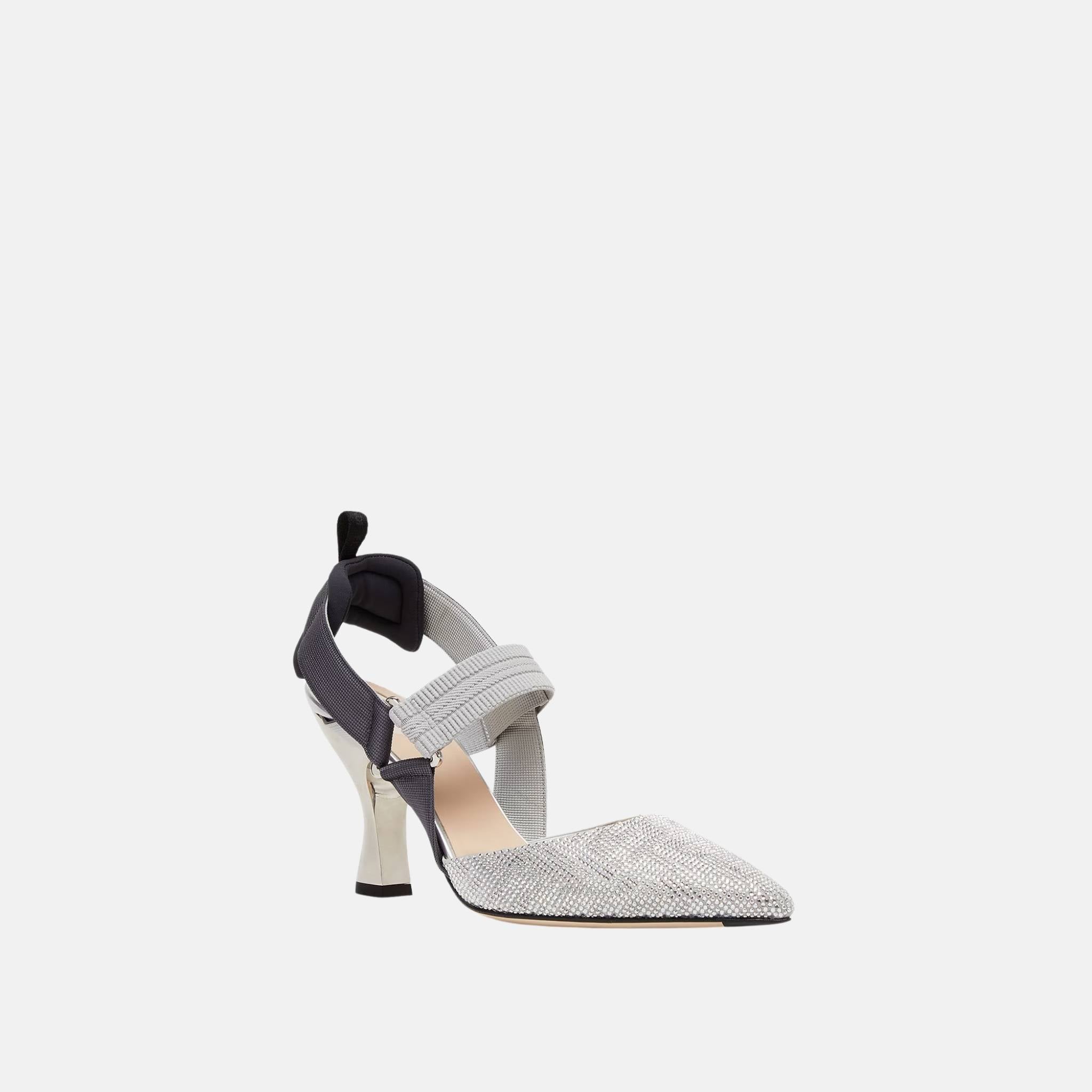 Colibri High Heeled Slingbacks In Rhinestone