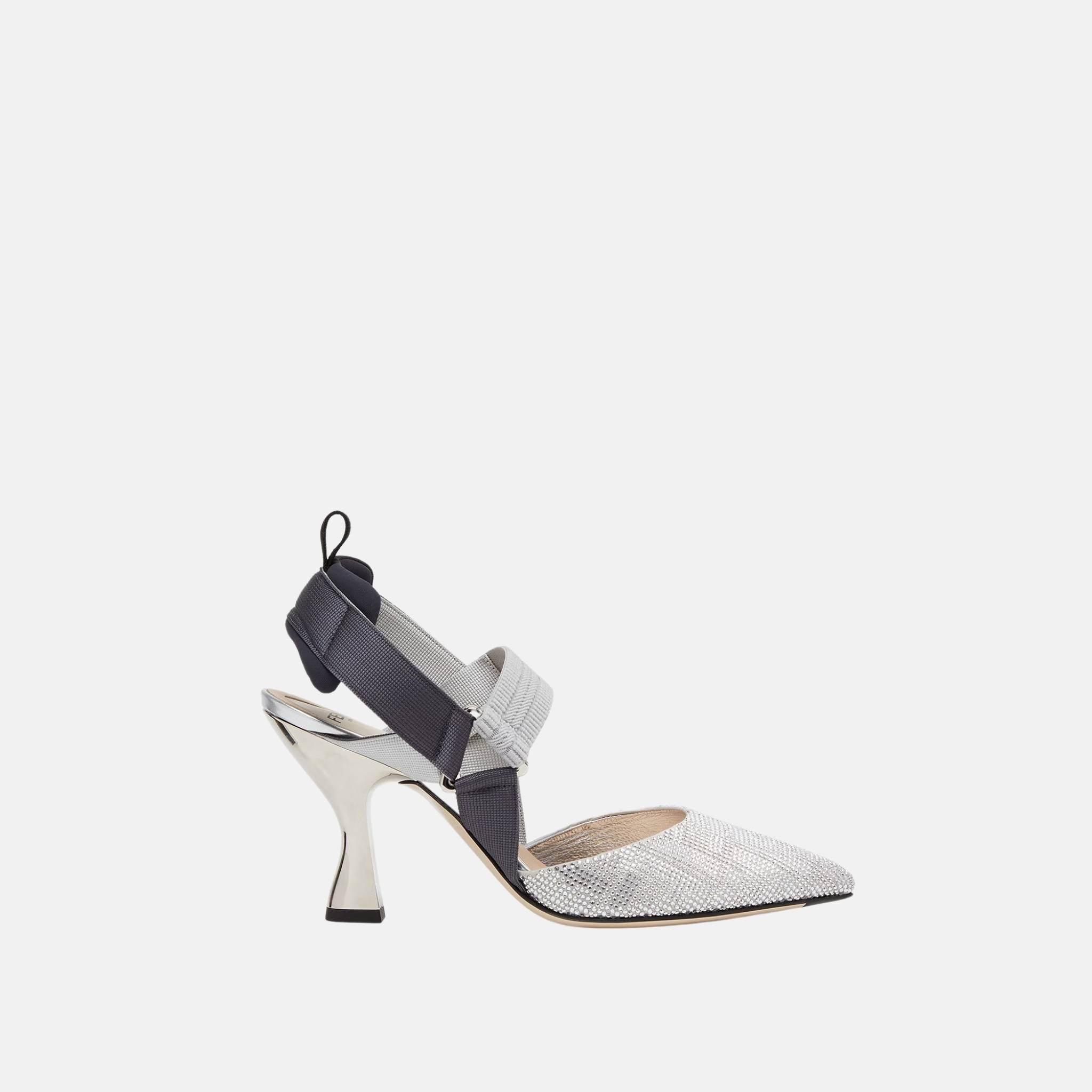 Colibri High Heeled Slingbacks In Rhinestone