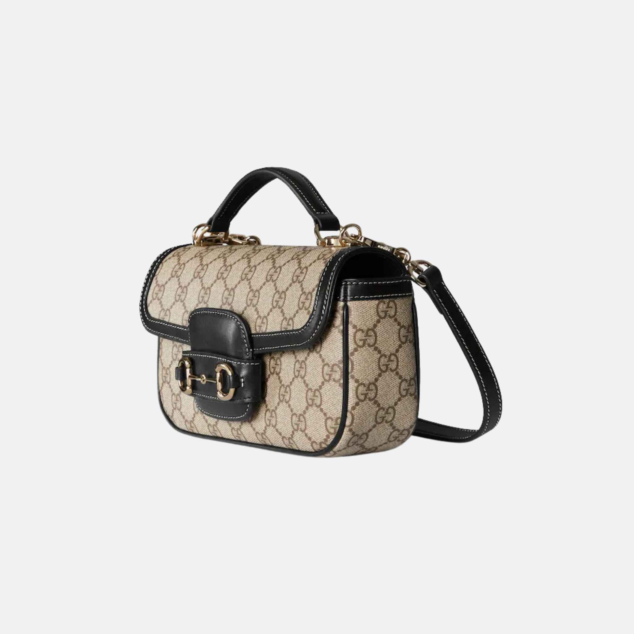 Horsebit 1955 Small Top Handle Bag In GG Coated Fabric