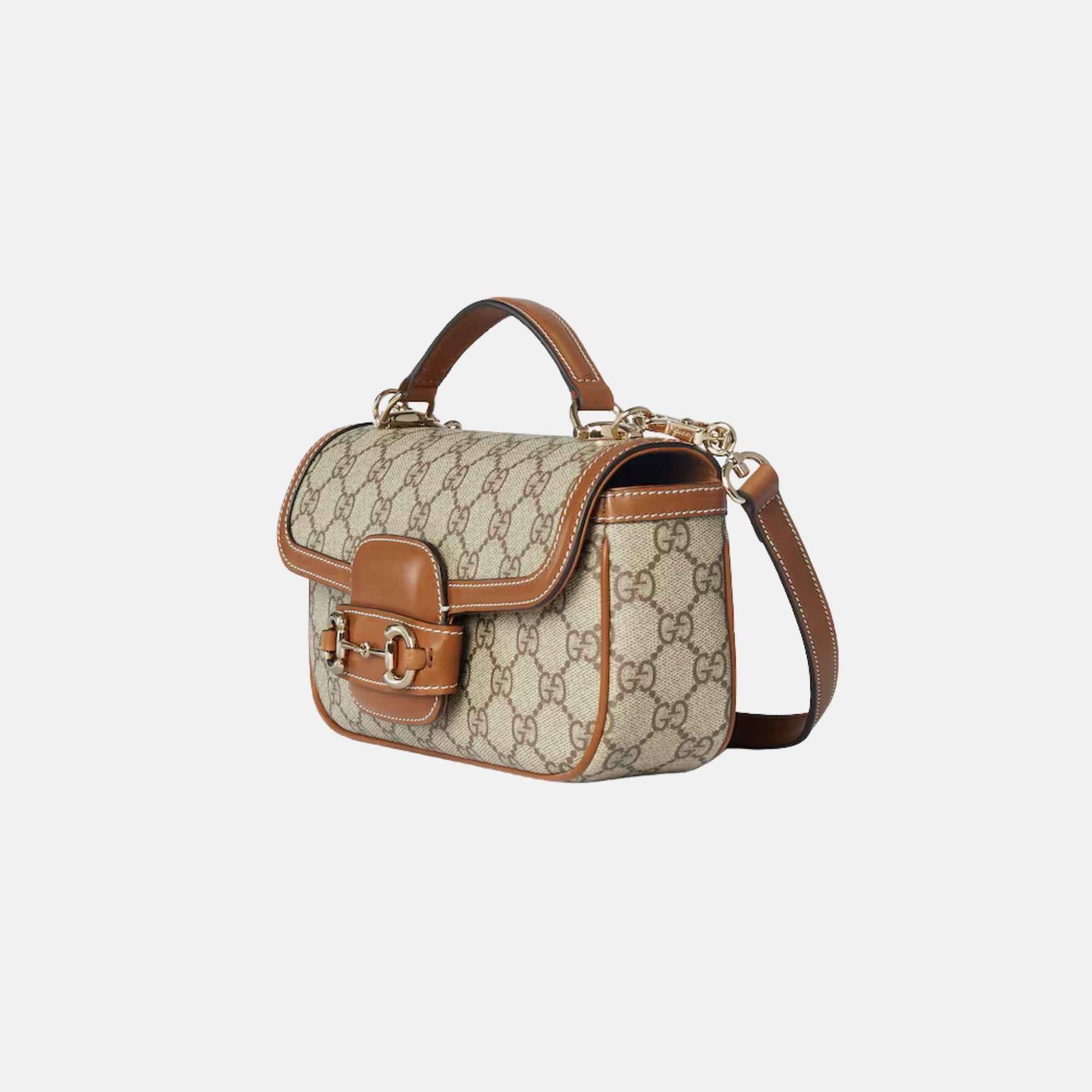 Horsebit 1955 Small Top Handle Bag In GG Coated Fabric