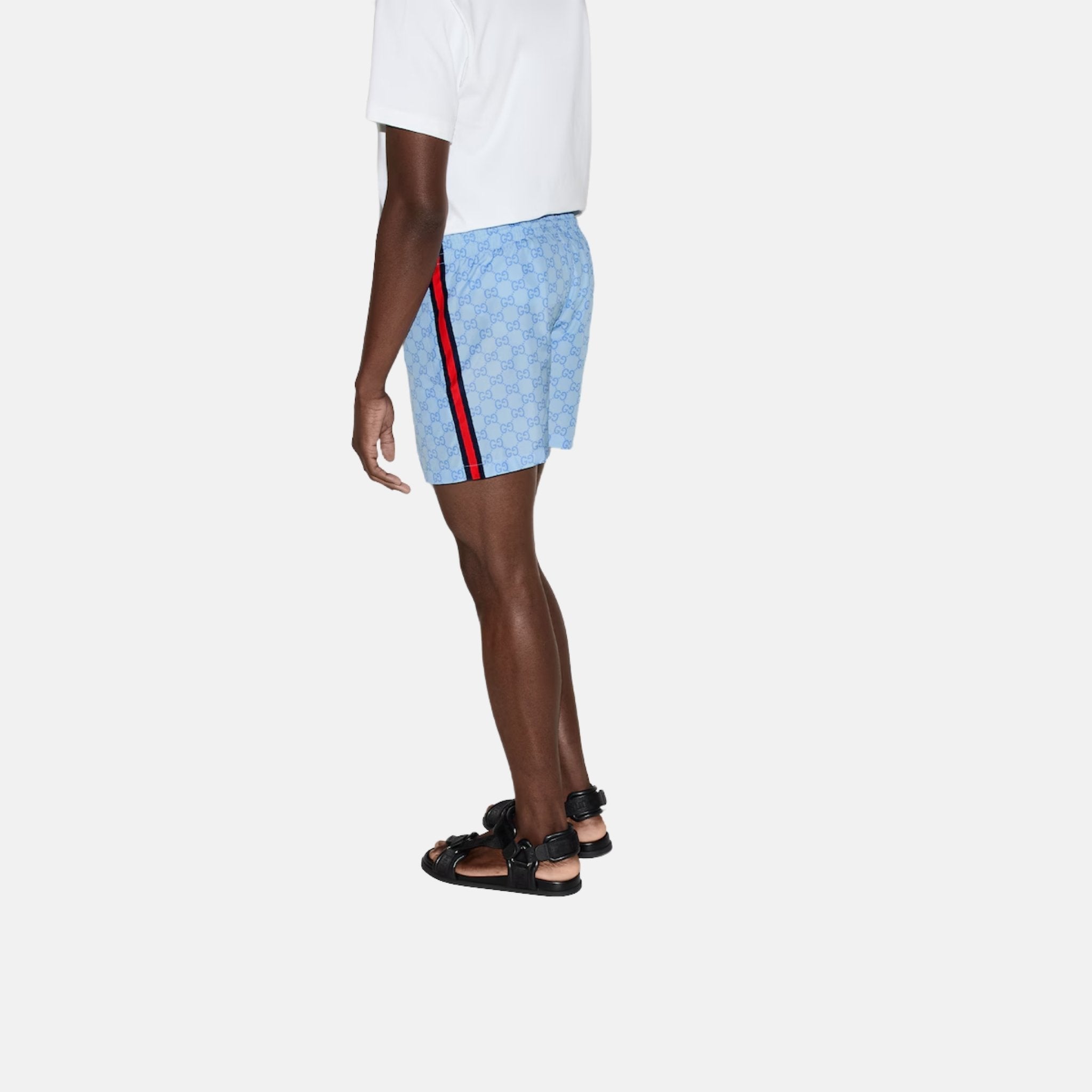 Printed Technical Poplin Swim Shorts With GG Print