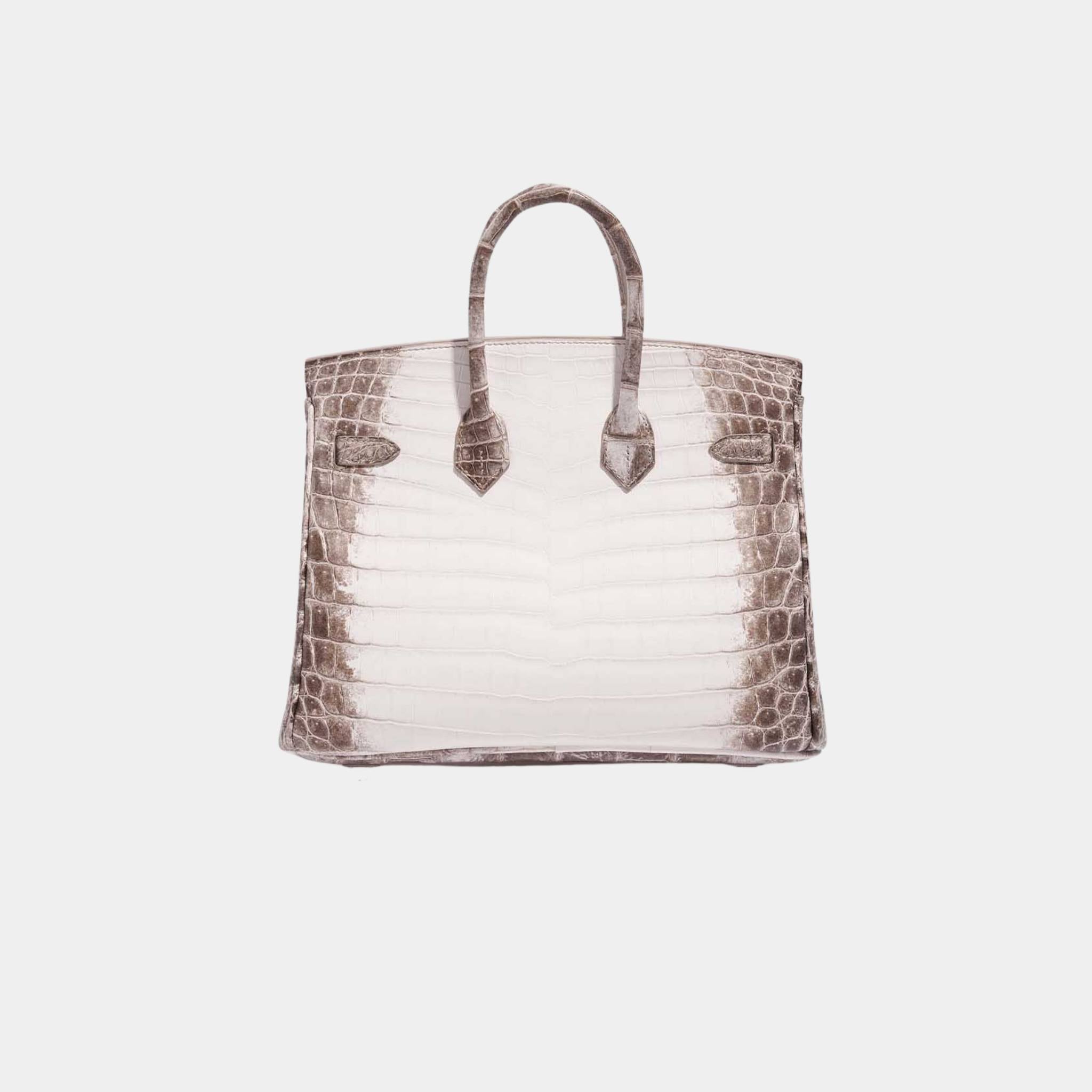 Birkin 25 Niloticus Crocodile Himalaya Blanc