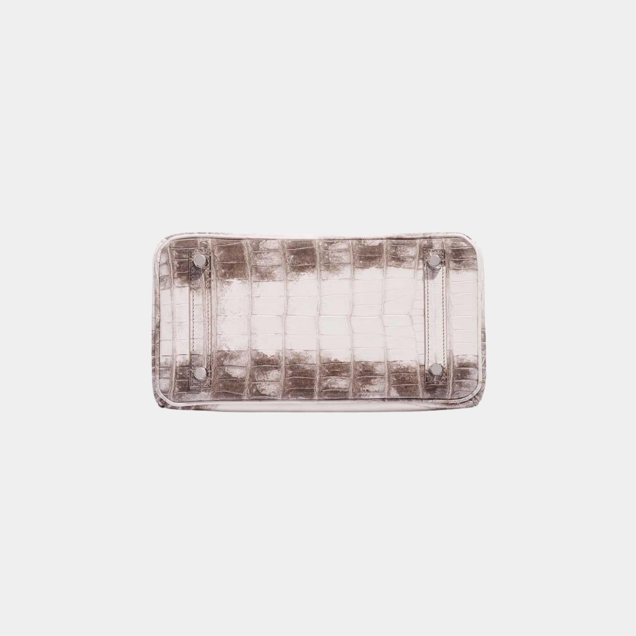 Birkin 25 Niloticus Crocodile Himalaya Blanc