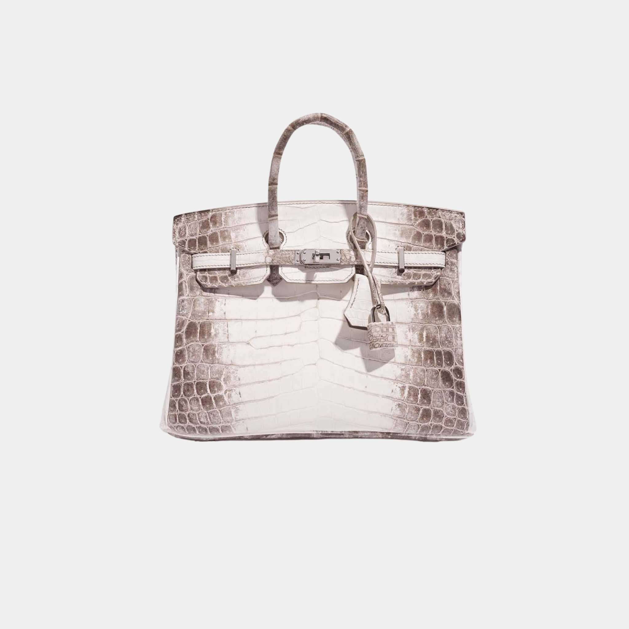 Birkin 25 Niloticus Crocodile Himalaya Blanc