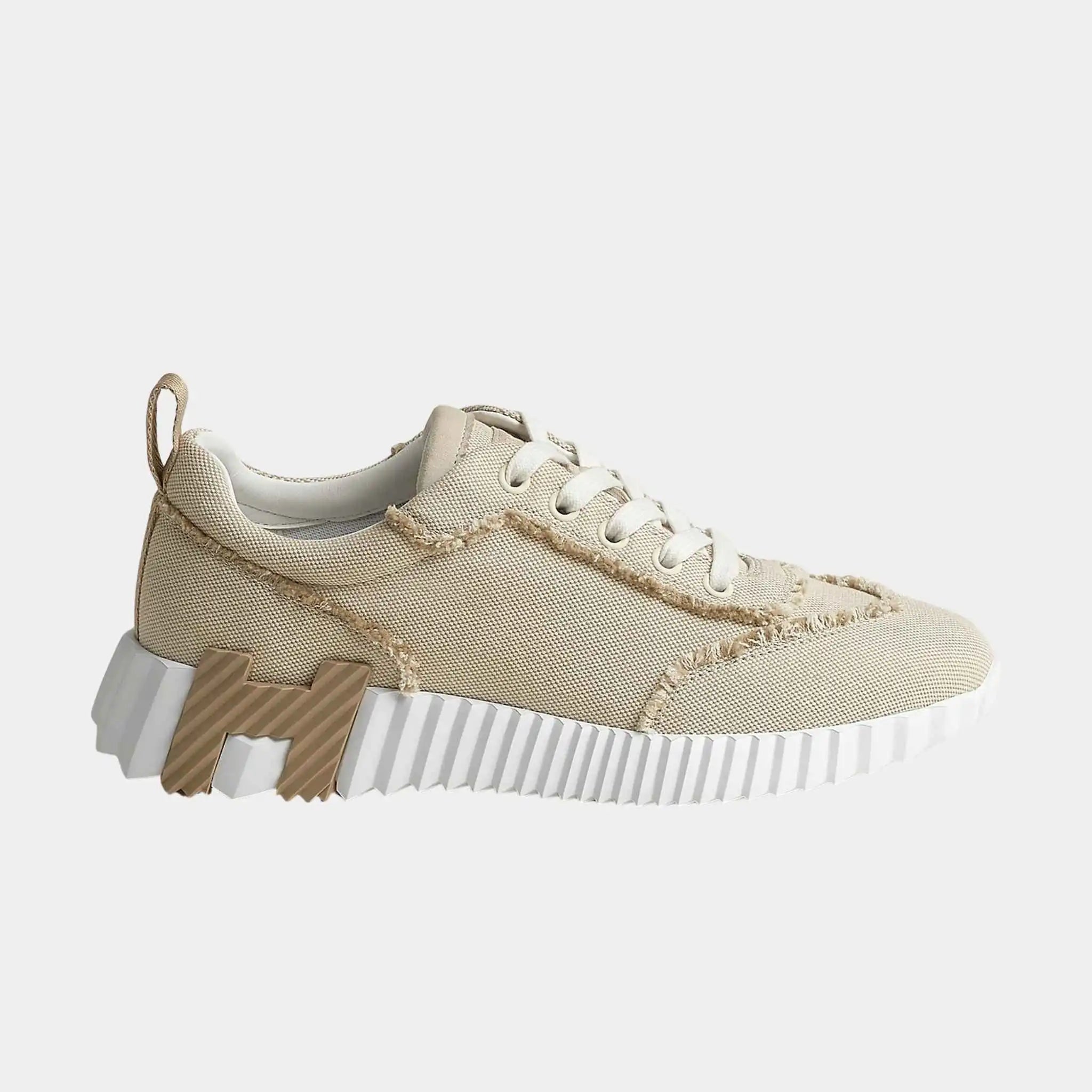 Bouncing Sneakers in Fringed H Canvas and Suede Goatskin