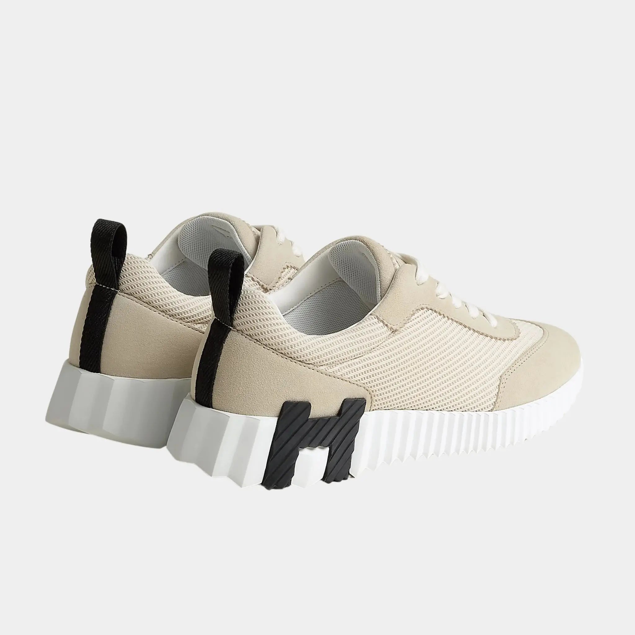 Bouncing Sneakers in Textured Mesh and Suede Goatskin