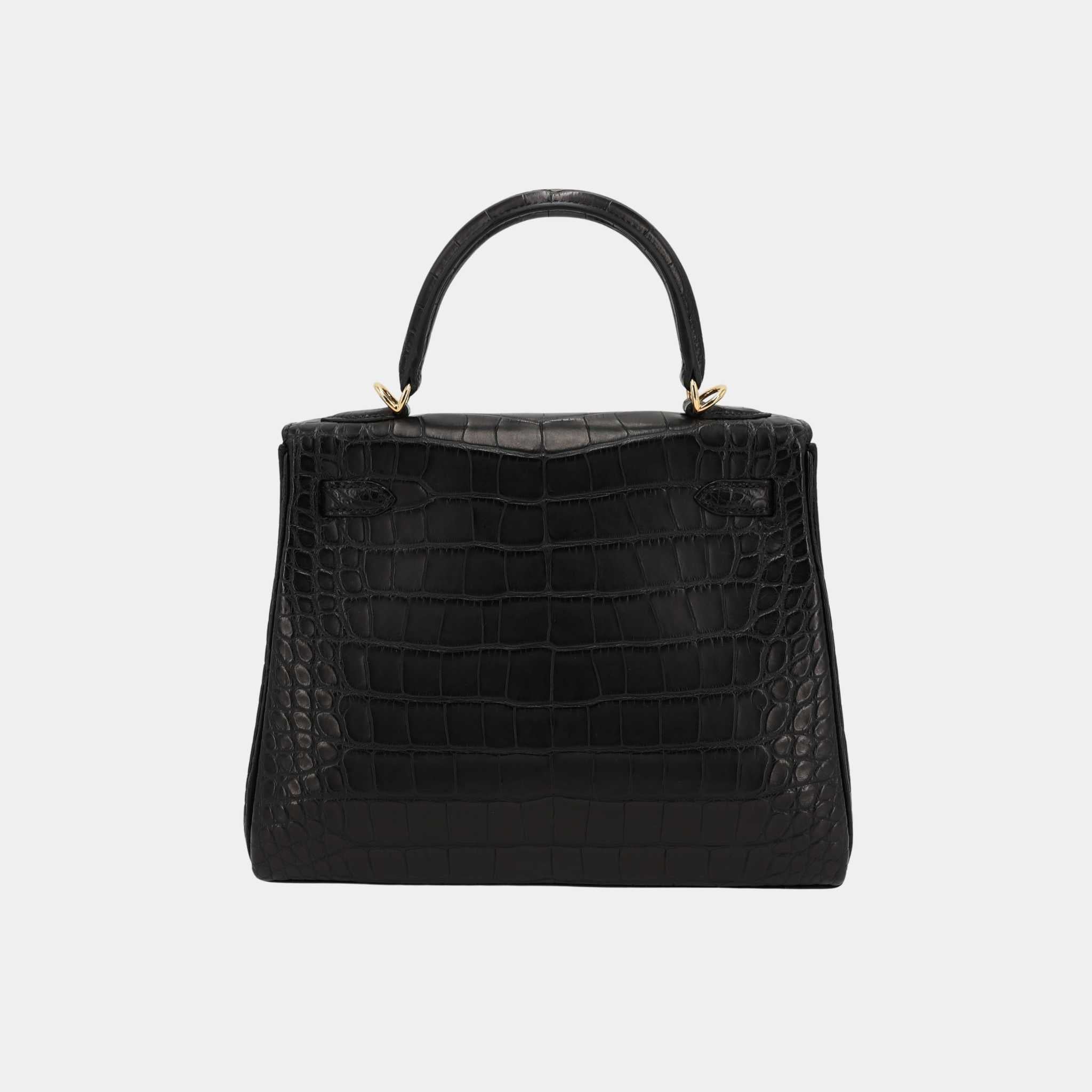 Kelly 25 Matte Alligator Black GHW