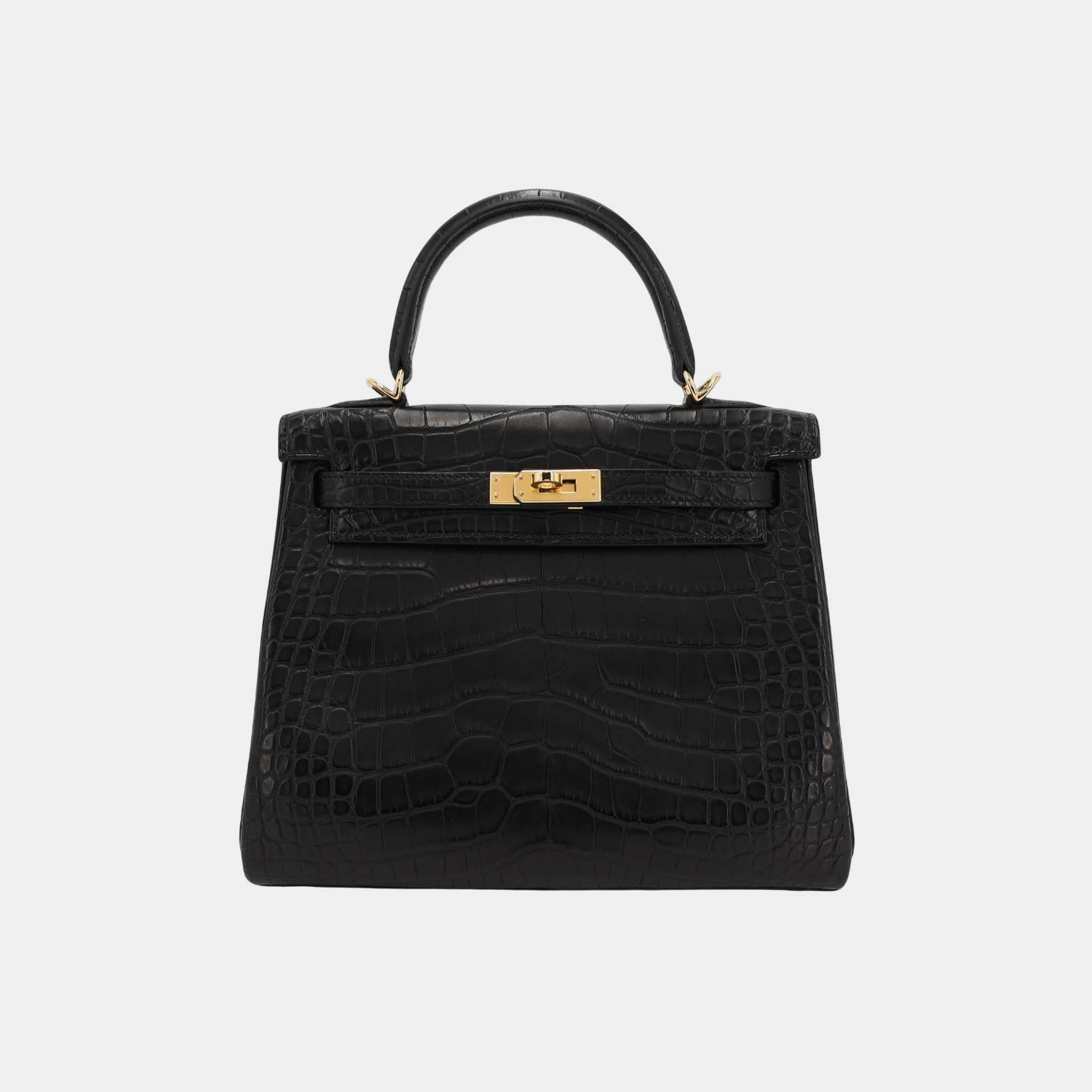 Kelly 25 Matte Alligator Black GHW