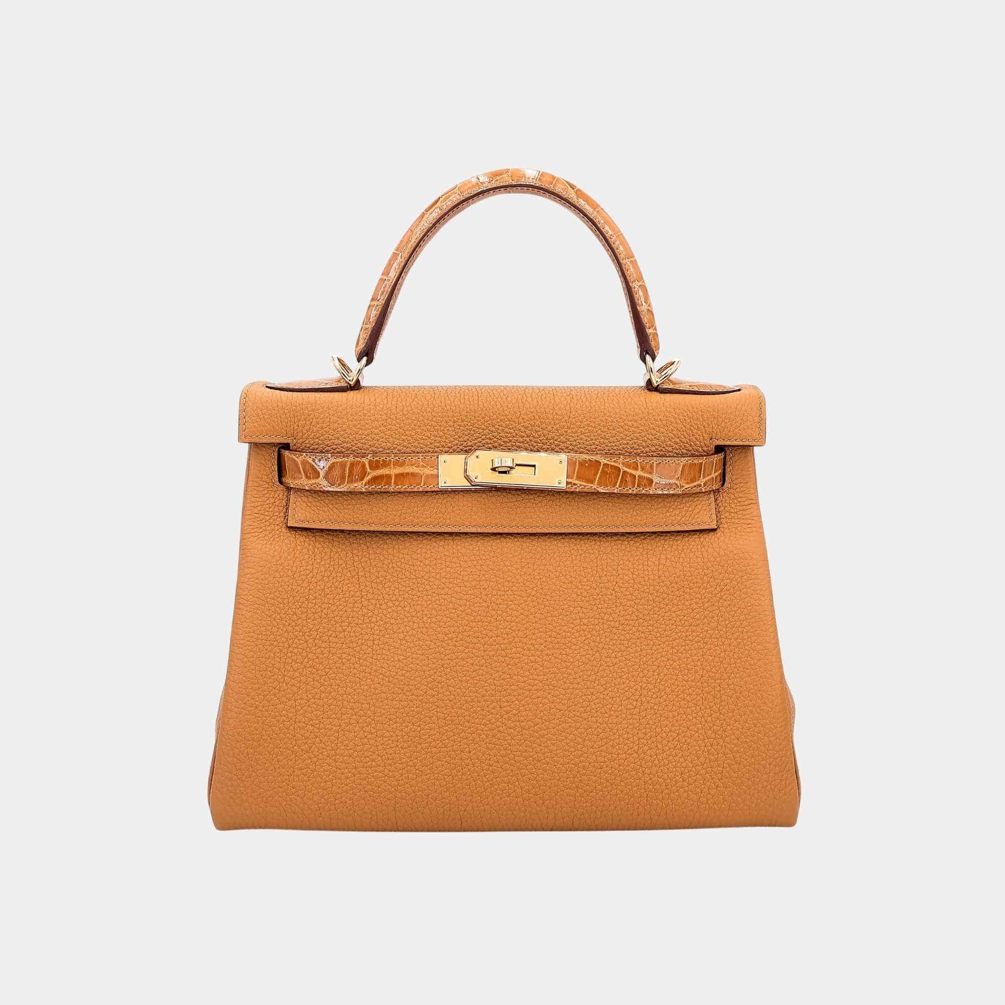 Kelly 28 Touch Togo-Shiny Niloticus Crocodile Tabac Camel GHW