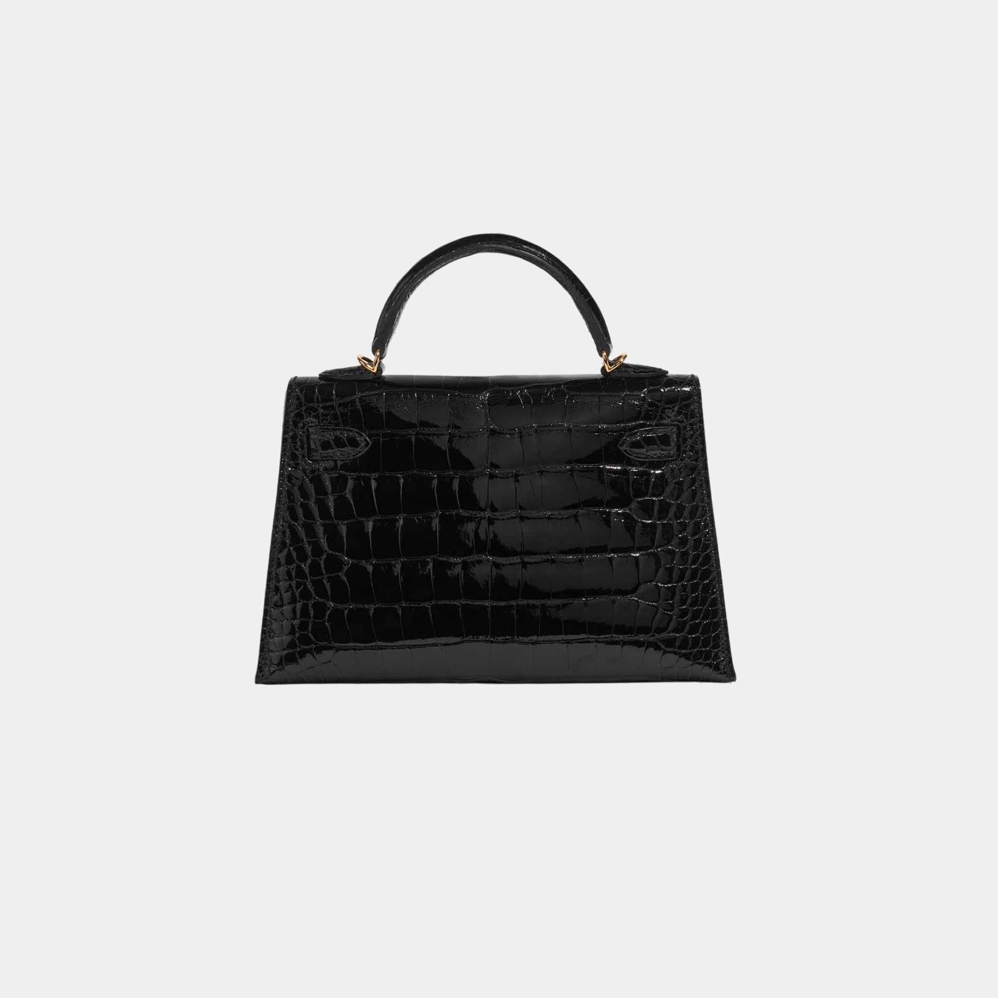Kelly Mini II 20 Shiny Porosus Alligator Black
