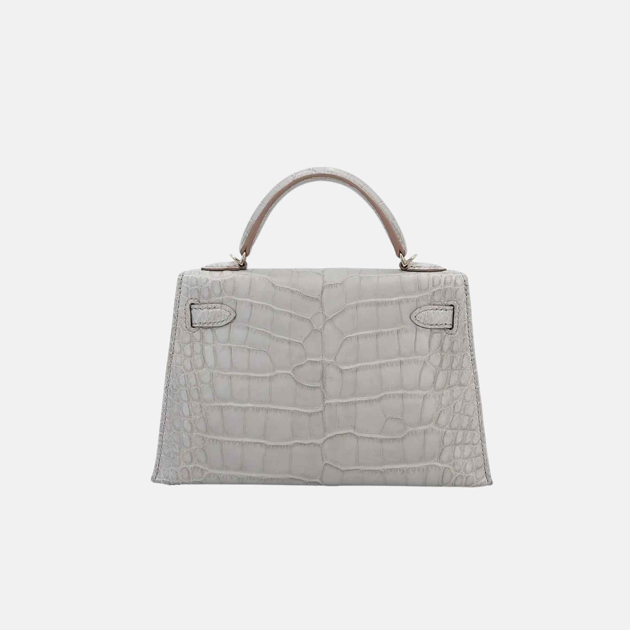 Mini Kelly HSS Matte Alligator Gris Perle PHW