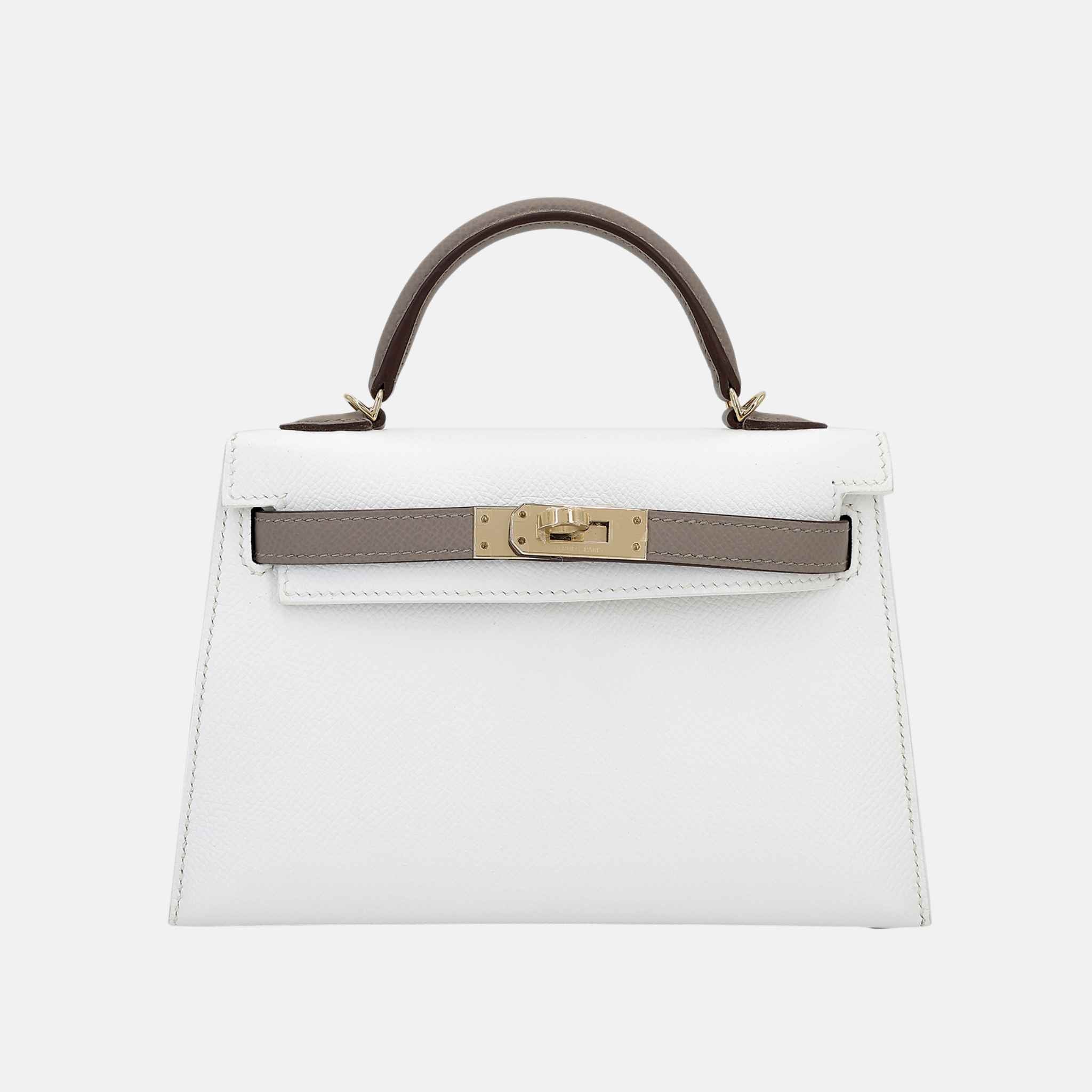 Mini Kelly II Epsom Gris Asphalte / White PBHW