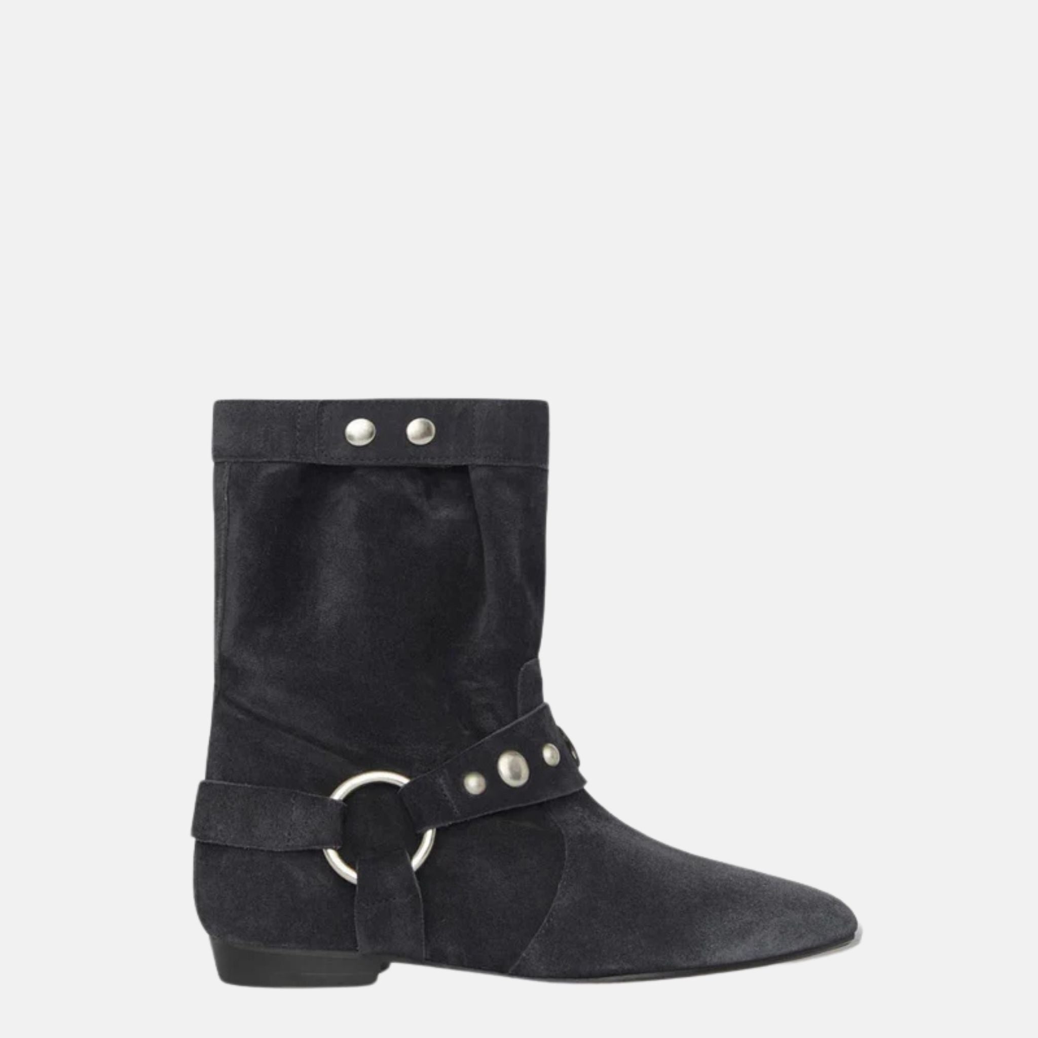 Stania Flat Boots In Suede Calfskin Leather